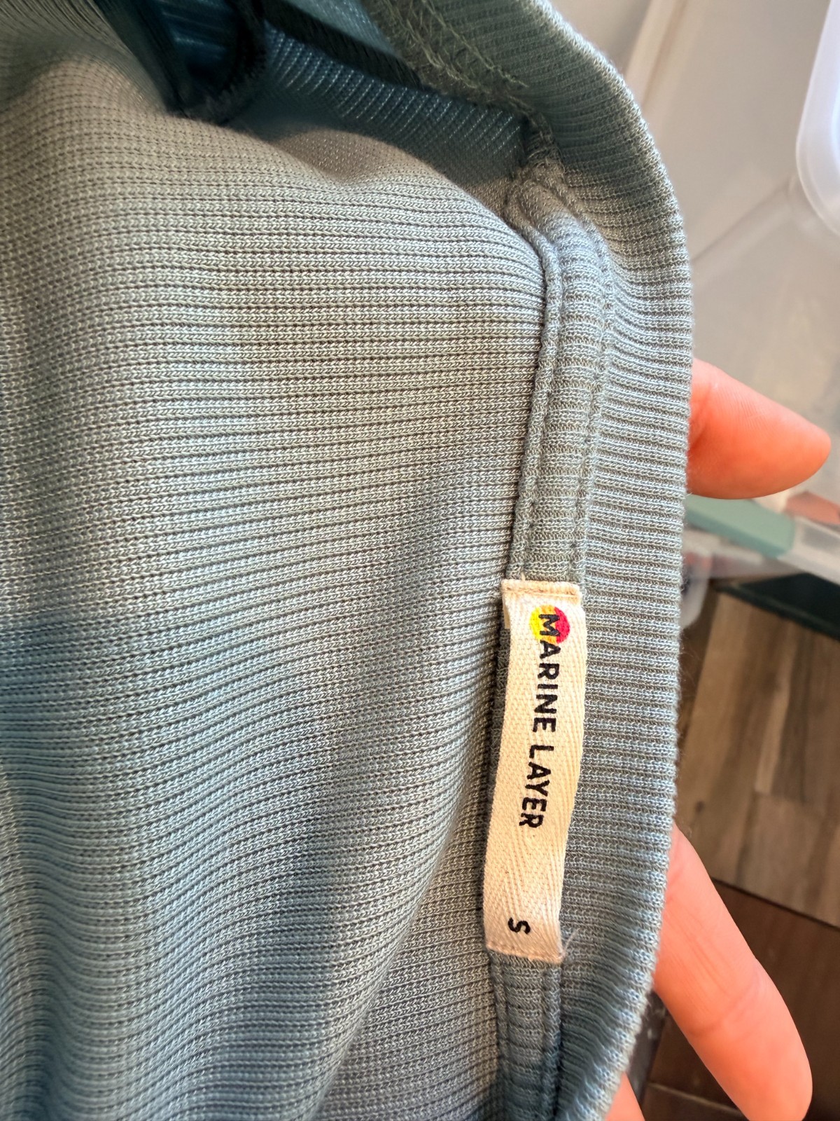 Marine Layer Women’s Lexi Ribbed Puff Sleeve Top Sz S Slate Blue