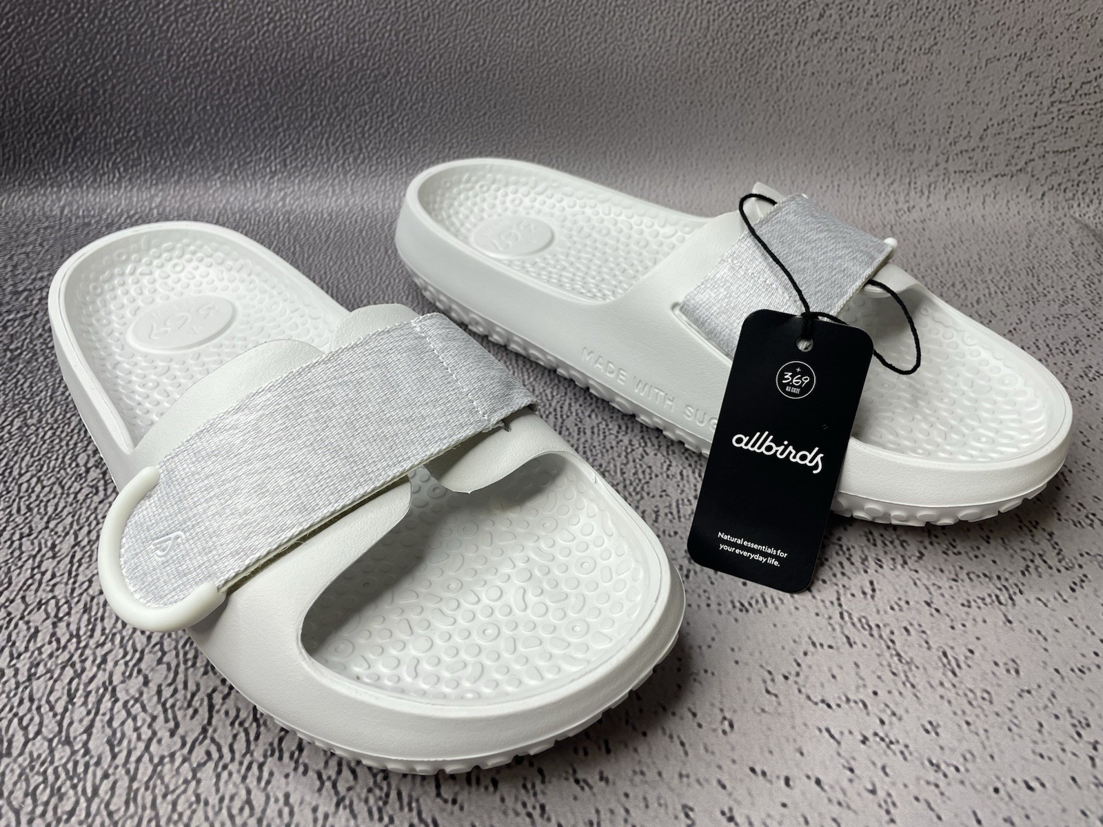 Allbirds Unisex Sugar Sliders Slide Sandals White Eco Friendly Size US W 14 M 12