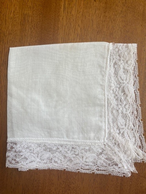 Vintage White Lace Hankerchief 10.5 x 10.5 inches organza free shipping