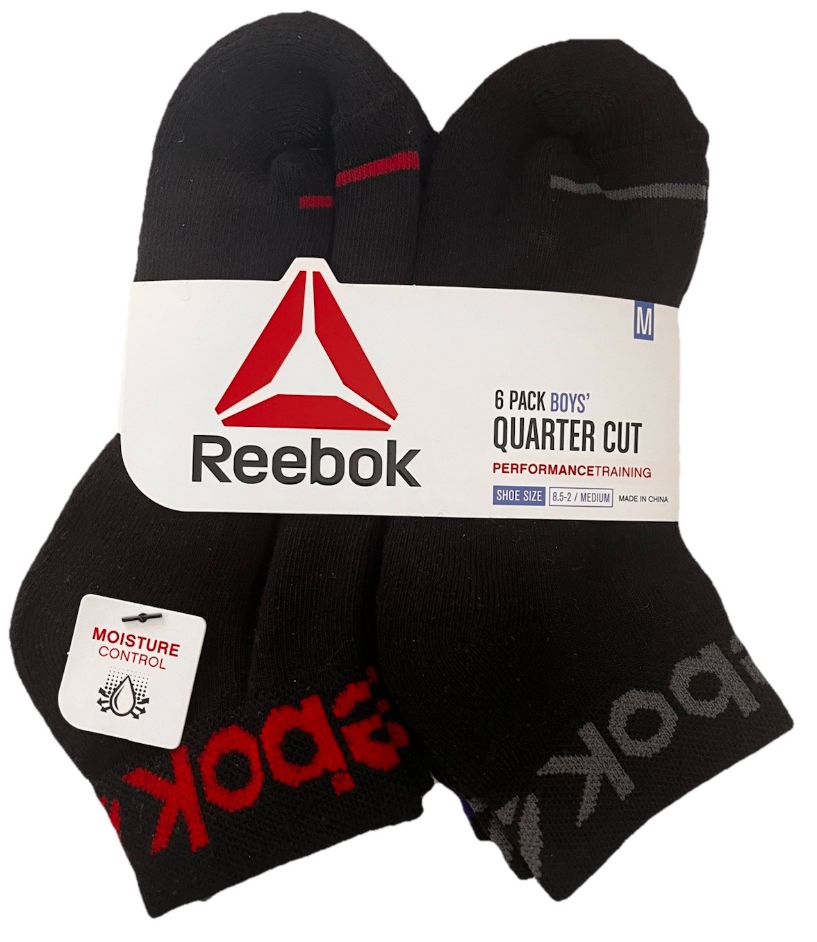 Reebok Quarter Cut Socks 6 Pairs Sz M 8.5-2 Black Mlt Clr Play School Travel Gym