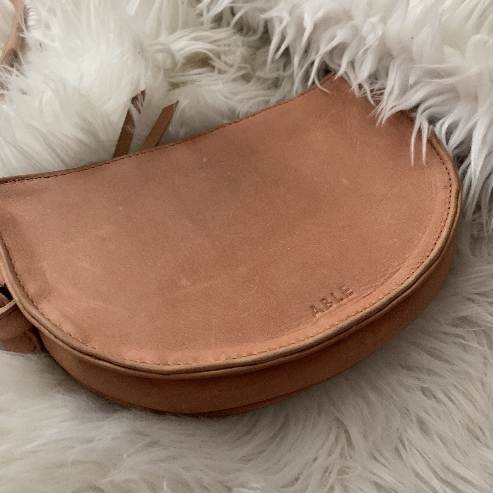 Able Leather Crossbody Brown Leather Purse Half Moon