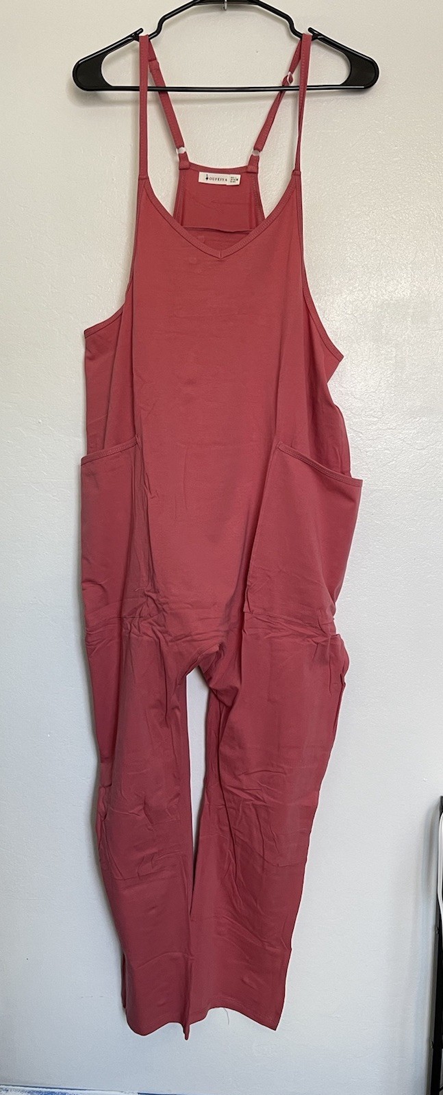 OUFEIYA Jumpsuit Harem Overall Wd Pockets Pink Sz Medium New