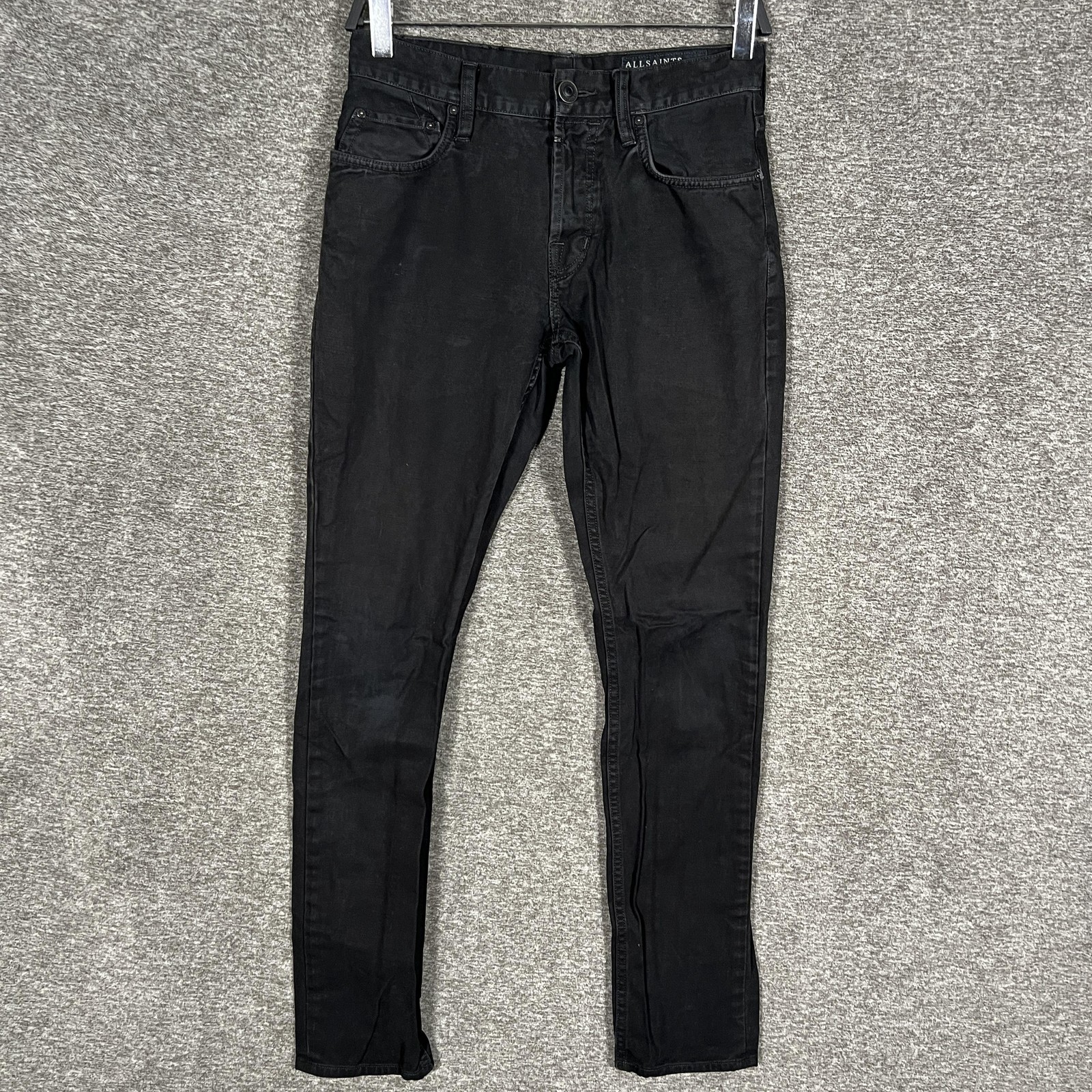 AllSaints Pistol Fit Jeans Mens 28×30 Black Dark Wash Skinny Slim Denim Pants