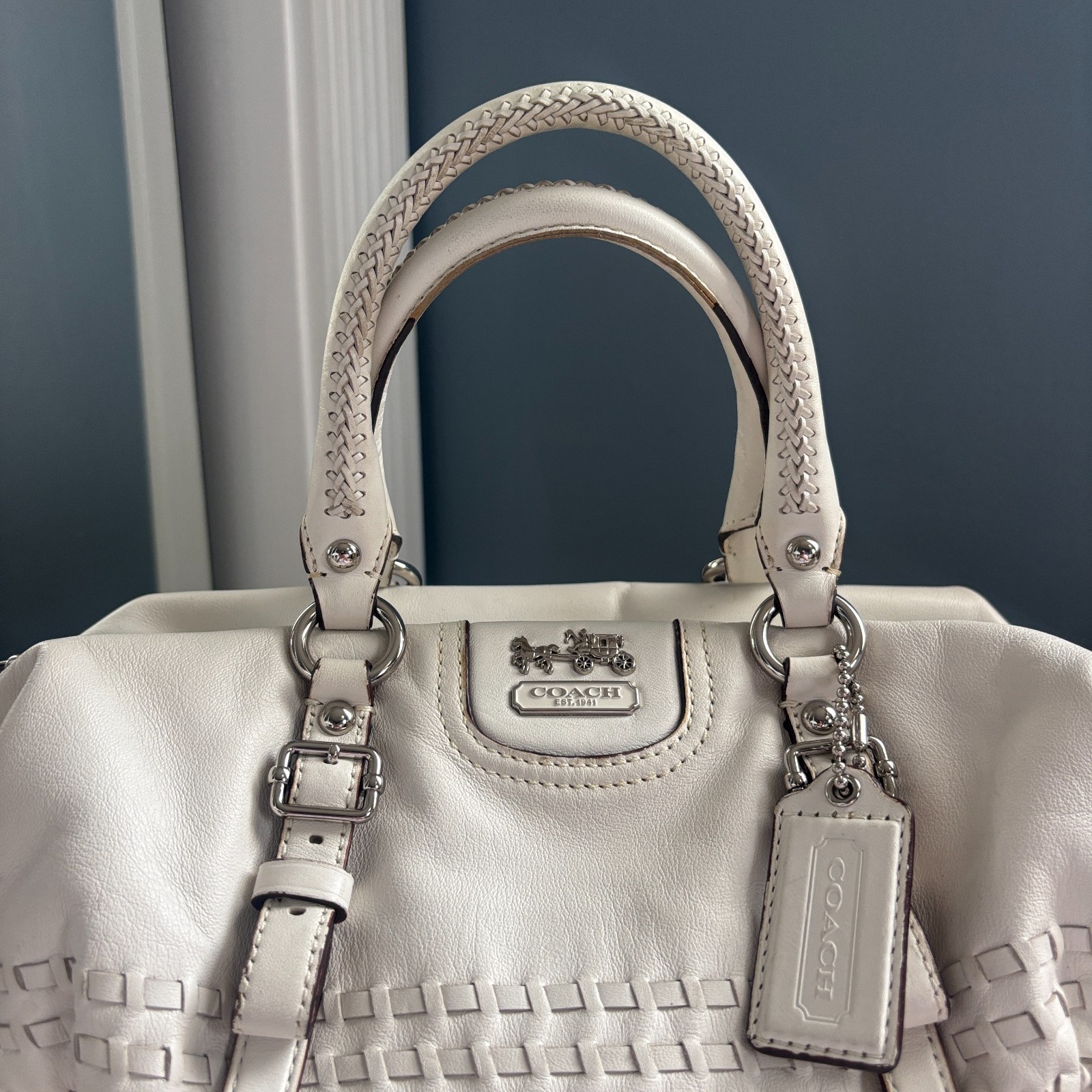 Coach Madison Juliette Satchel Bag in Natural White, Legacy