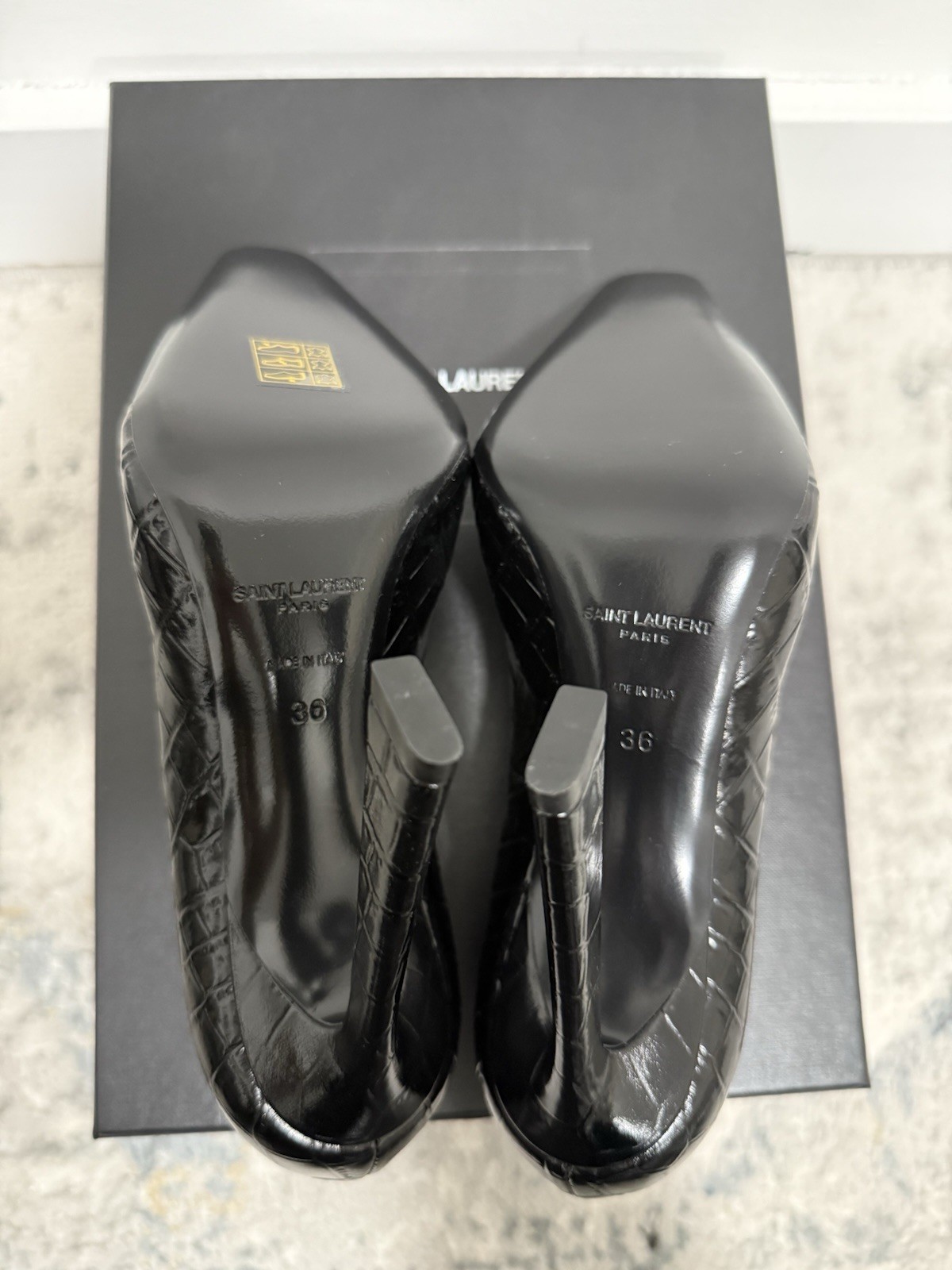 Saint Laurent Silvana 110M Chain Pumps – Embossed Patent – Size 36 EU / 6 US