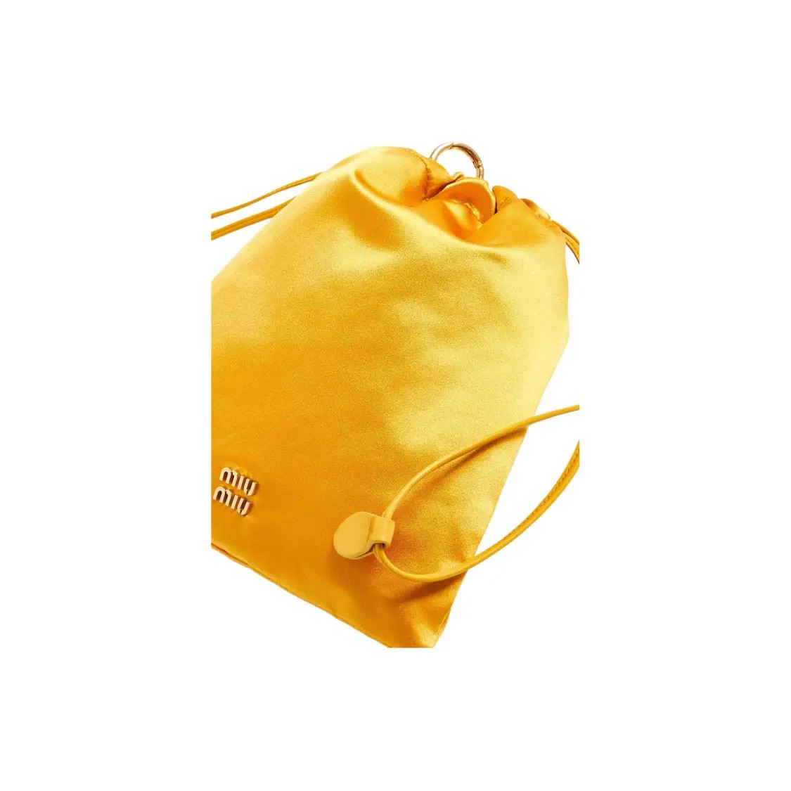 MIU MIU Classic Logo Drawstring Closure Clutch Women’s Yellow 7×1.5×7.8 in