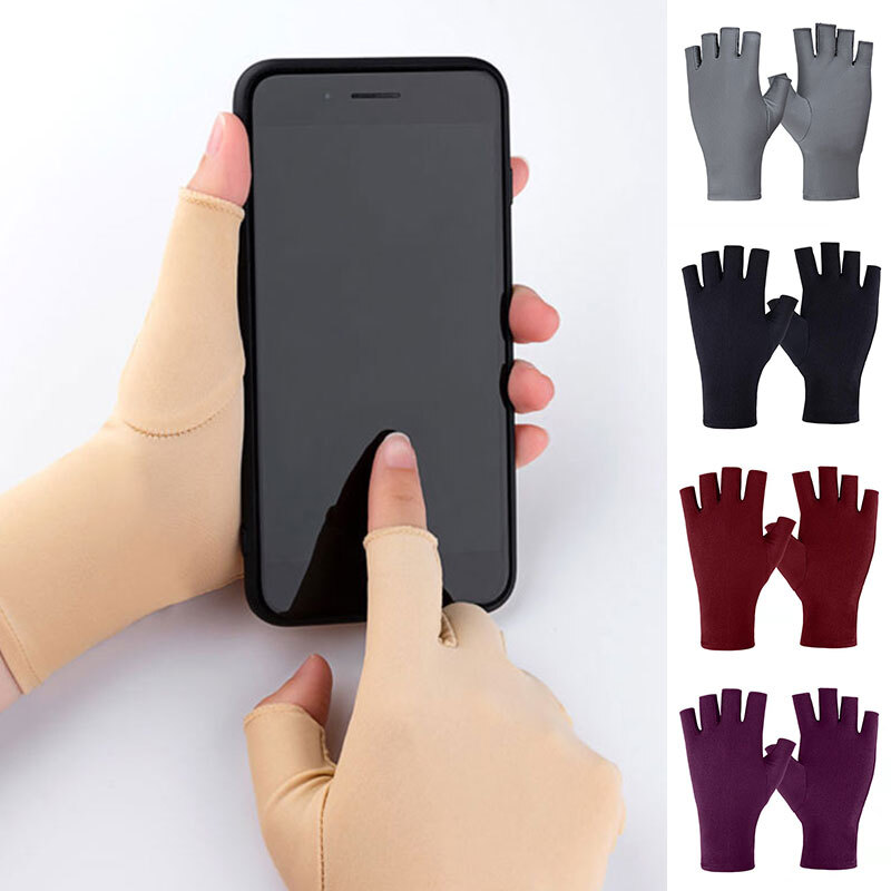 Sun UV Protection Gloves Non Slip Cotton Fingerless Driving Biking Sunscreen