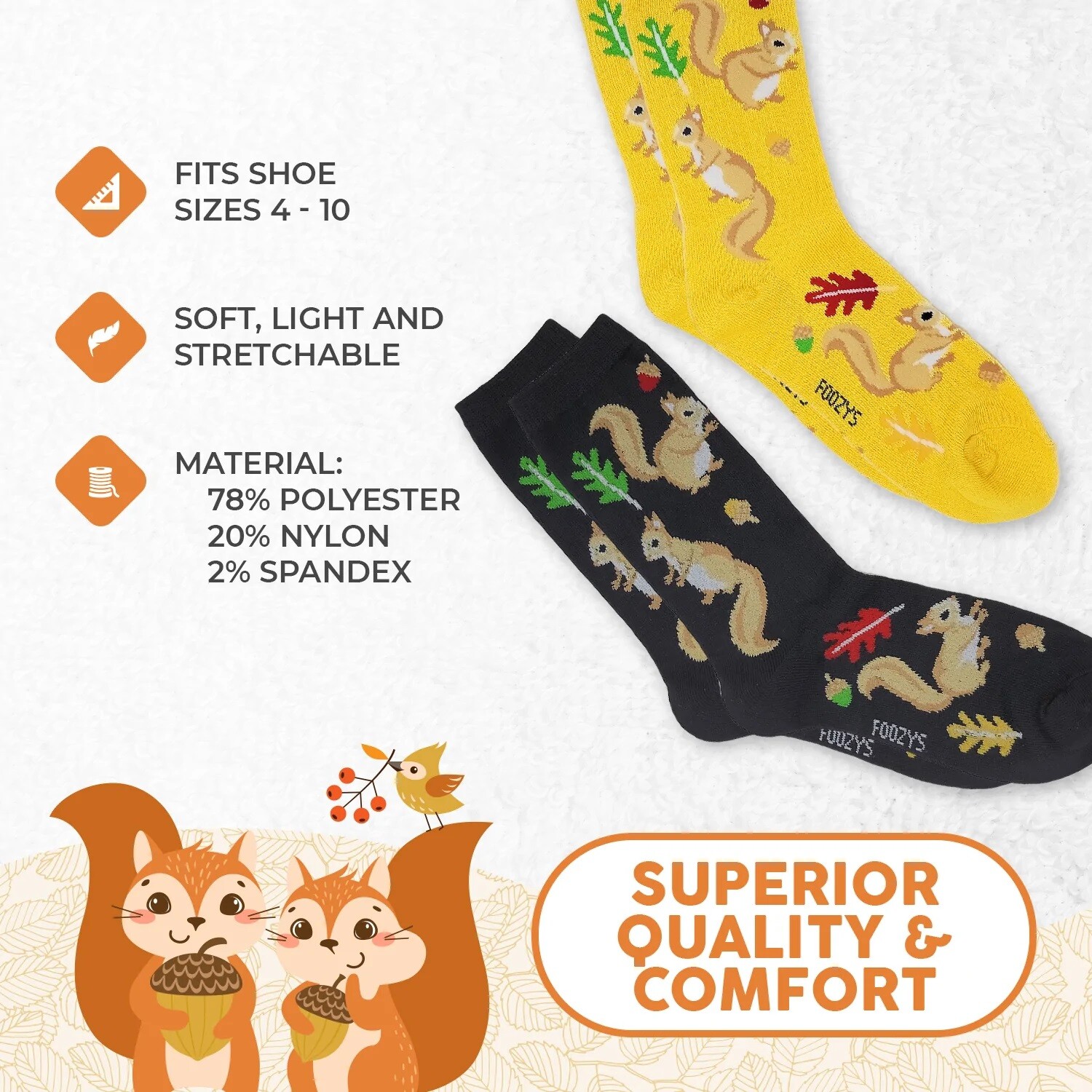 Squirrel Tree Ground Squirrels Cute Rodents Animal 2 Pairs Foozys Women’s Socks