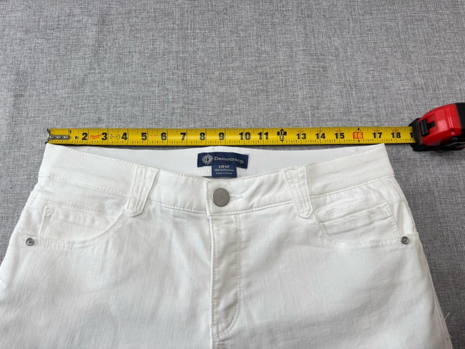 Democracy Ab Solution Optic White Ankle Skimmer 16W Cropped Jeans Stretch Denim