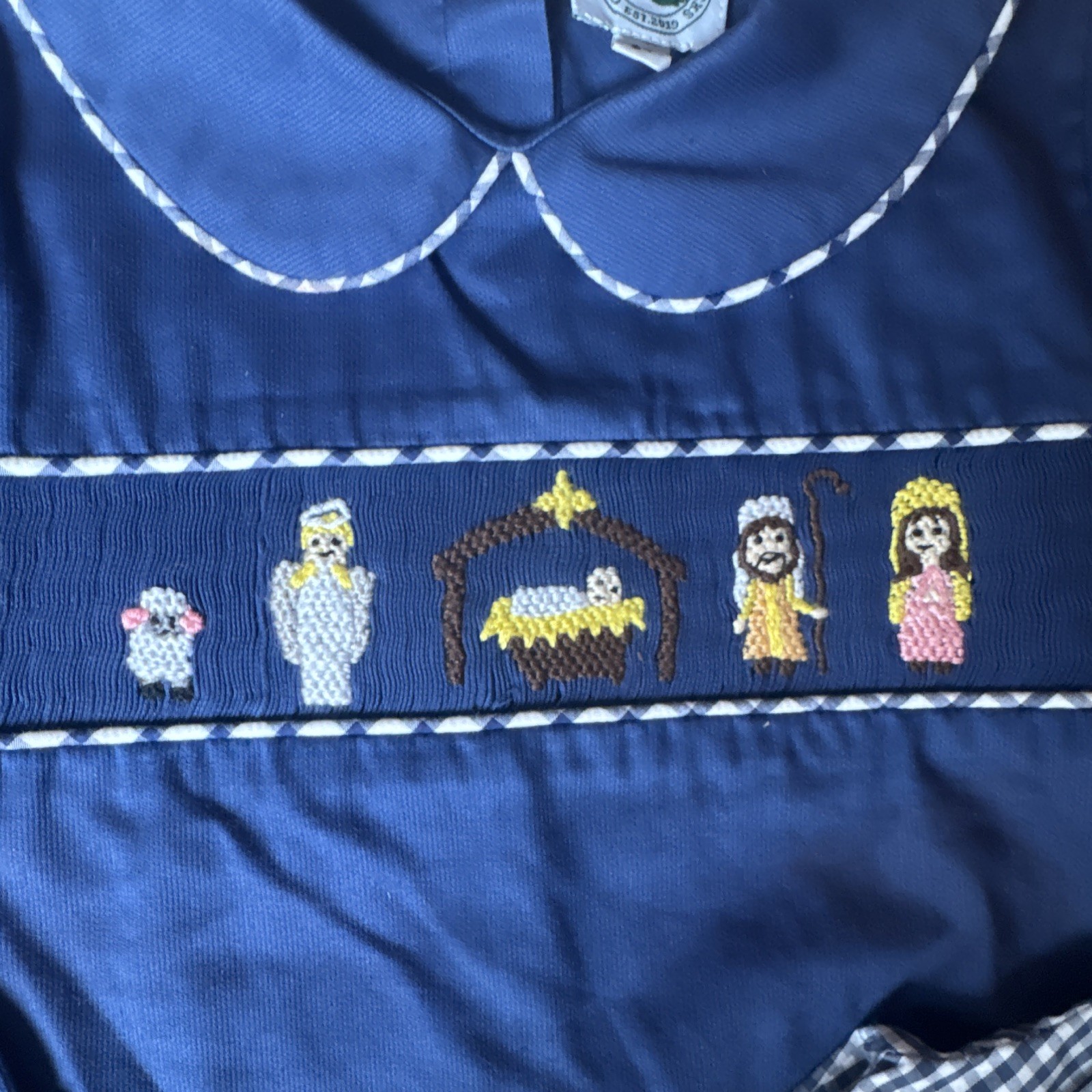 Classic Southern Smocks Nativity Smocked Shirt & Gingham Pants Set, 3T
