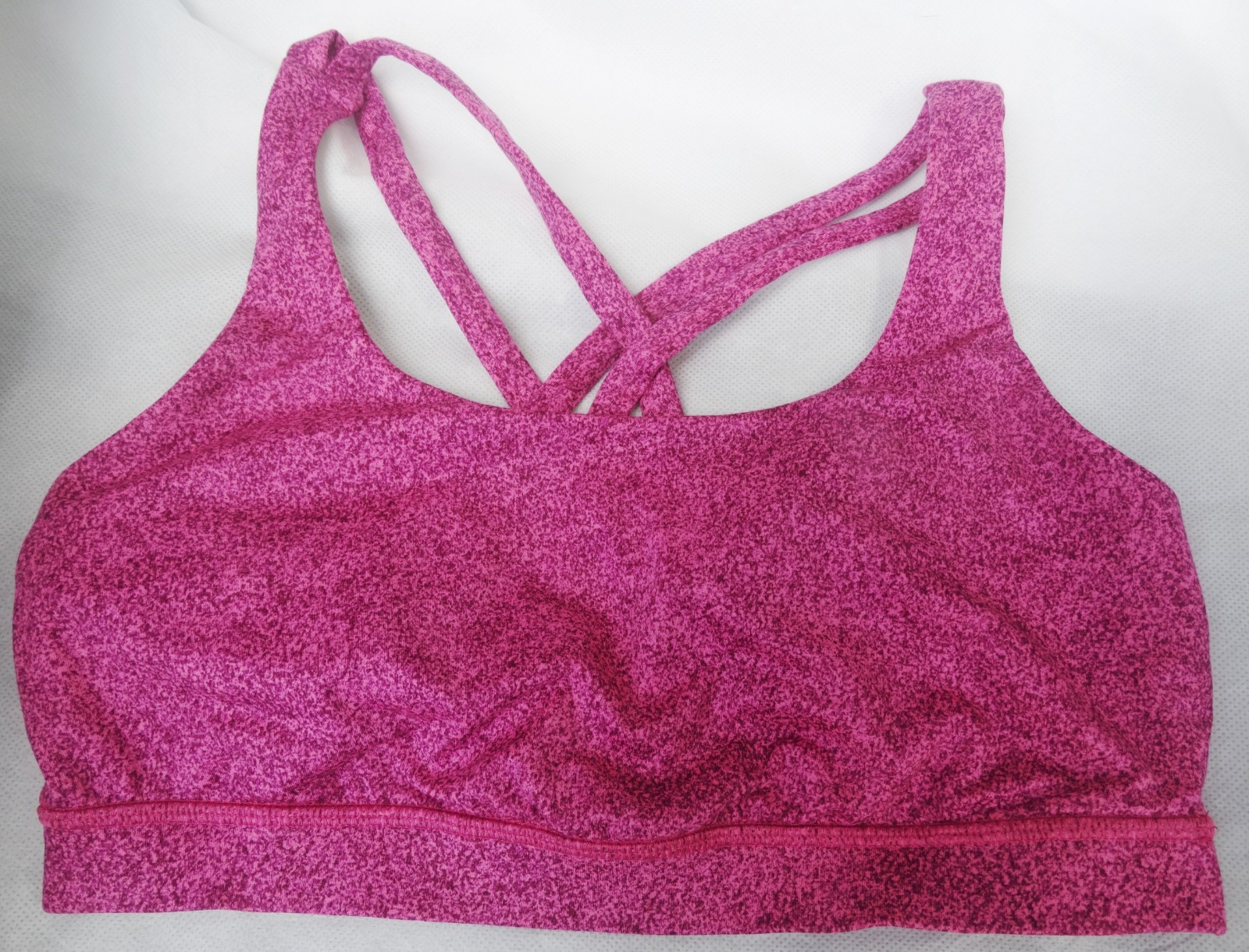 Lululemon Size 10 yoga ENERGY BRA, Flashback Static/Raspberry w cups