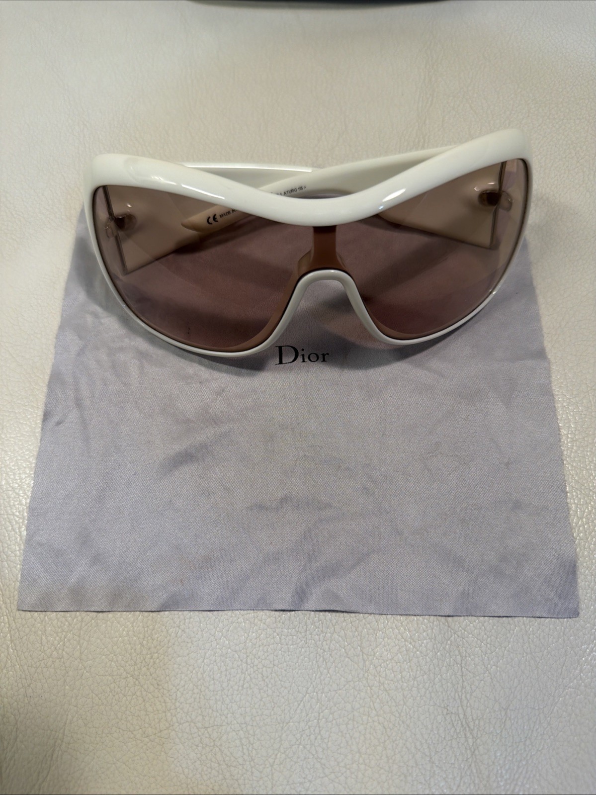 CHRISTIAN DIOR CANNAGE 1 White Vintage Y2K Oversized Wrap Sunglasses Italy