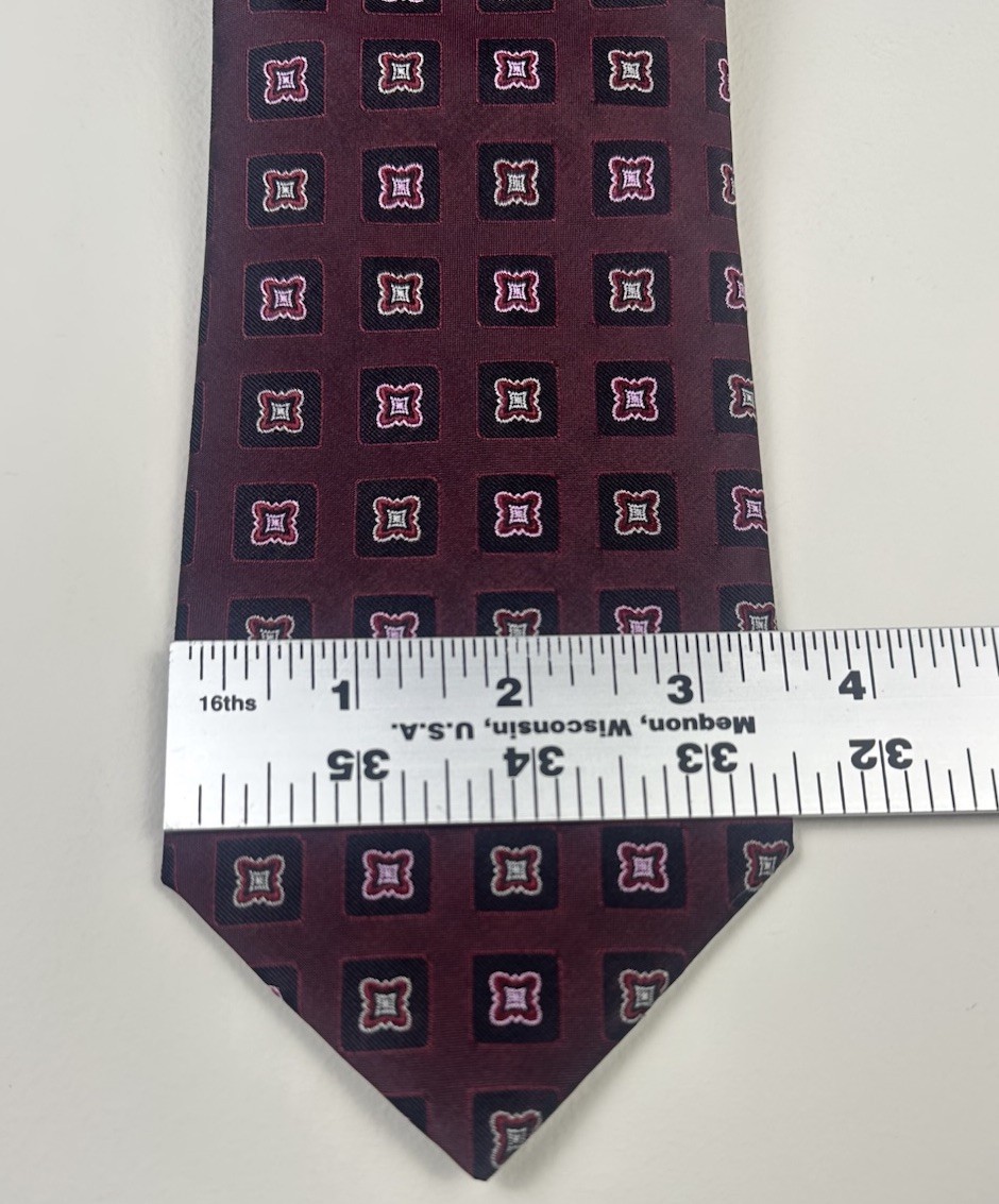 Paul Frederick Sartoriale Silk Tie Italy Burgundy Geometric 3.5” x 59”
