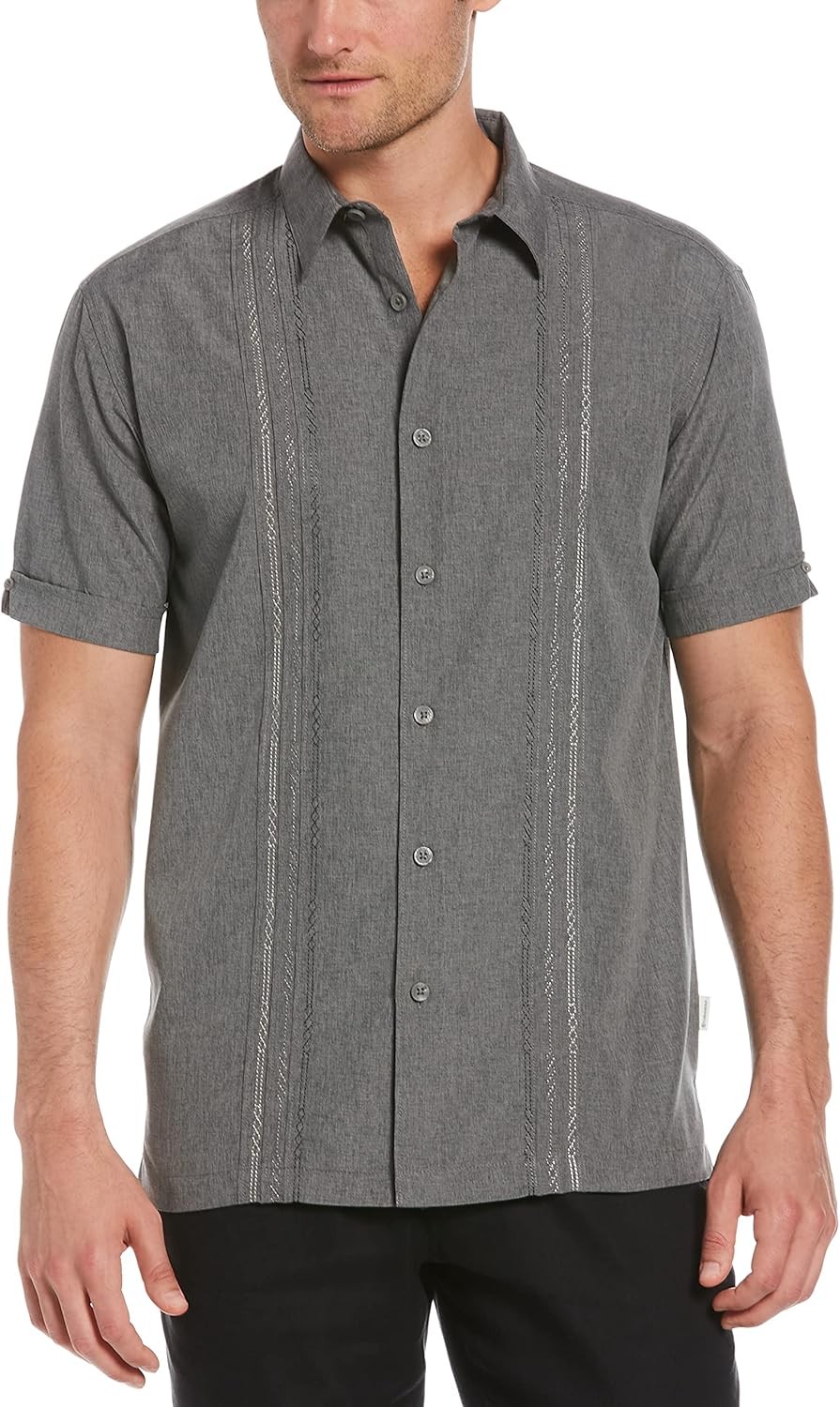 Cubavera Men’s Embroidered Chambray Short Mens Sleeve Casual Shirt Classic Fit
