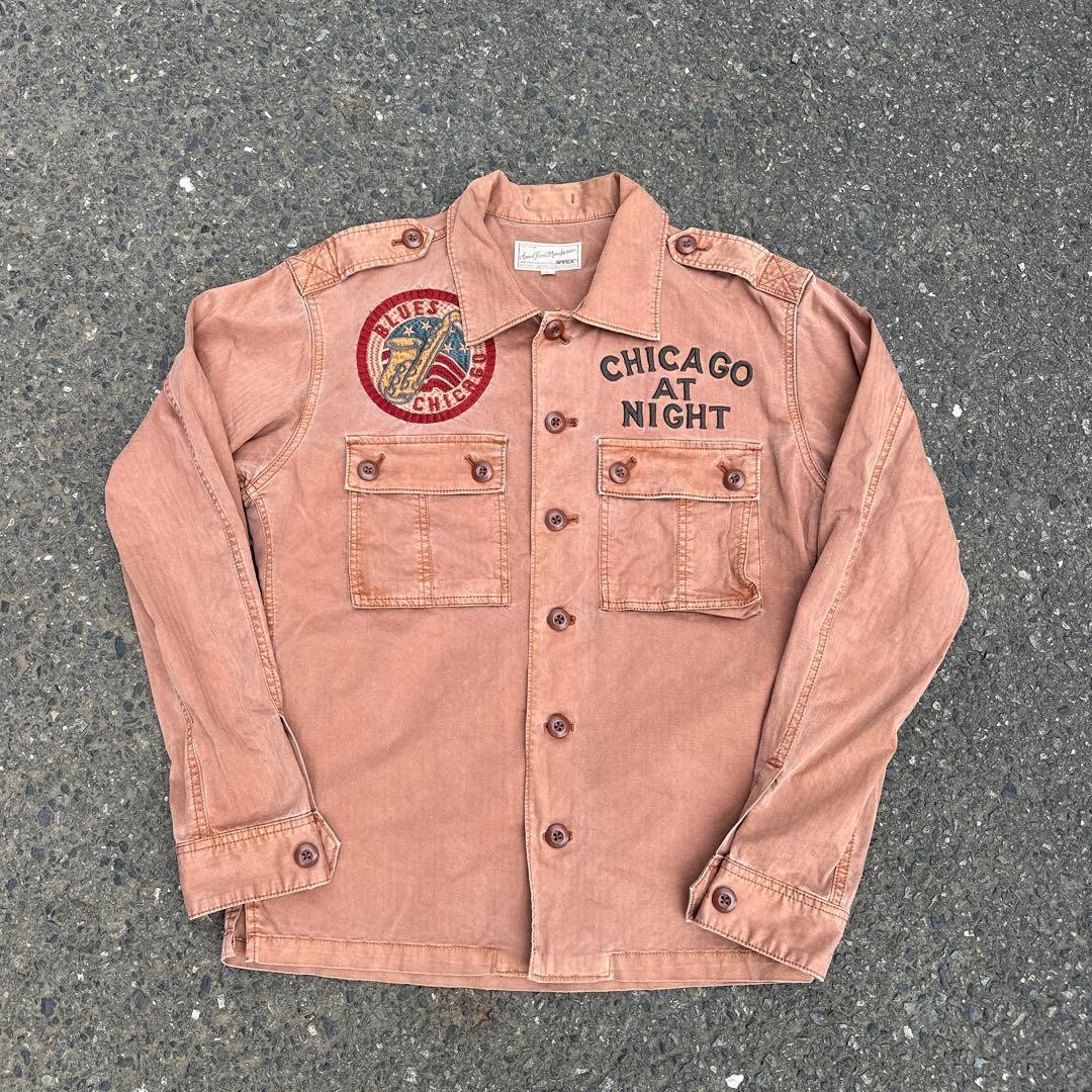 AVIREX WINDY CITY Chicago Military Jacket Blouson Coat Men Size M brown Genuine