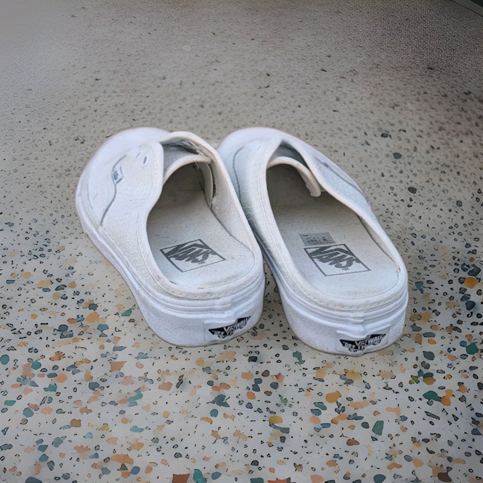 Vans Authentic Mule White Blanc Leather Python VN0A54F77NR Women Size 7.5
