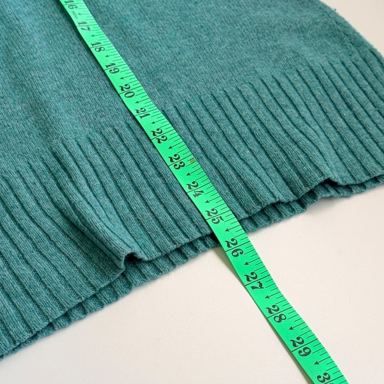 Old Navy V-Neck Sweater Sz M Teal Green Lambswool Angora Blend Knit Preppy