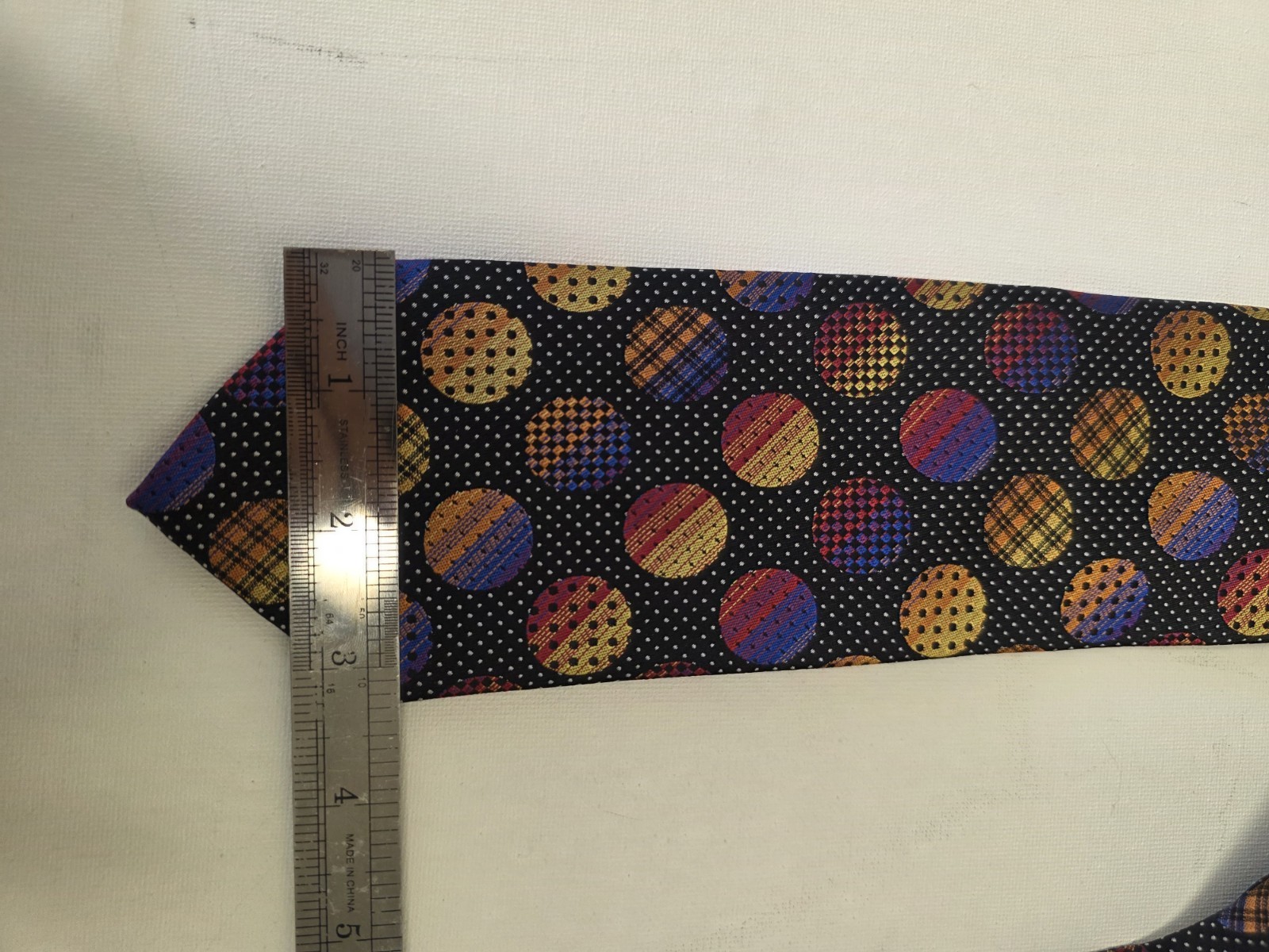Stacy Adams Men’s Woven Silk Tie Black Multicolor Polka Dot One Size Pop Art