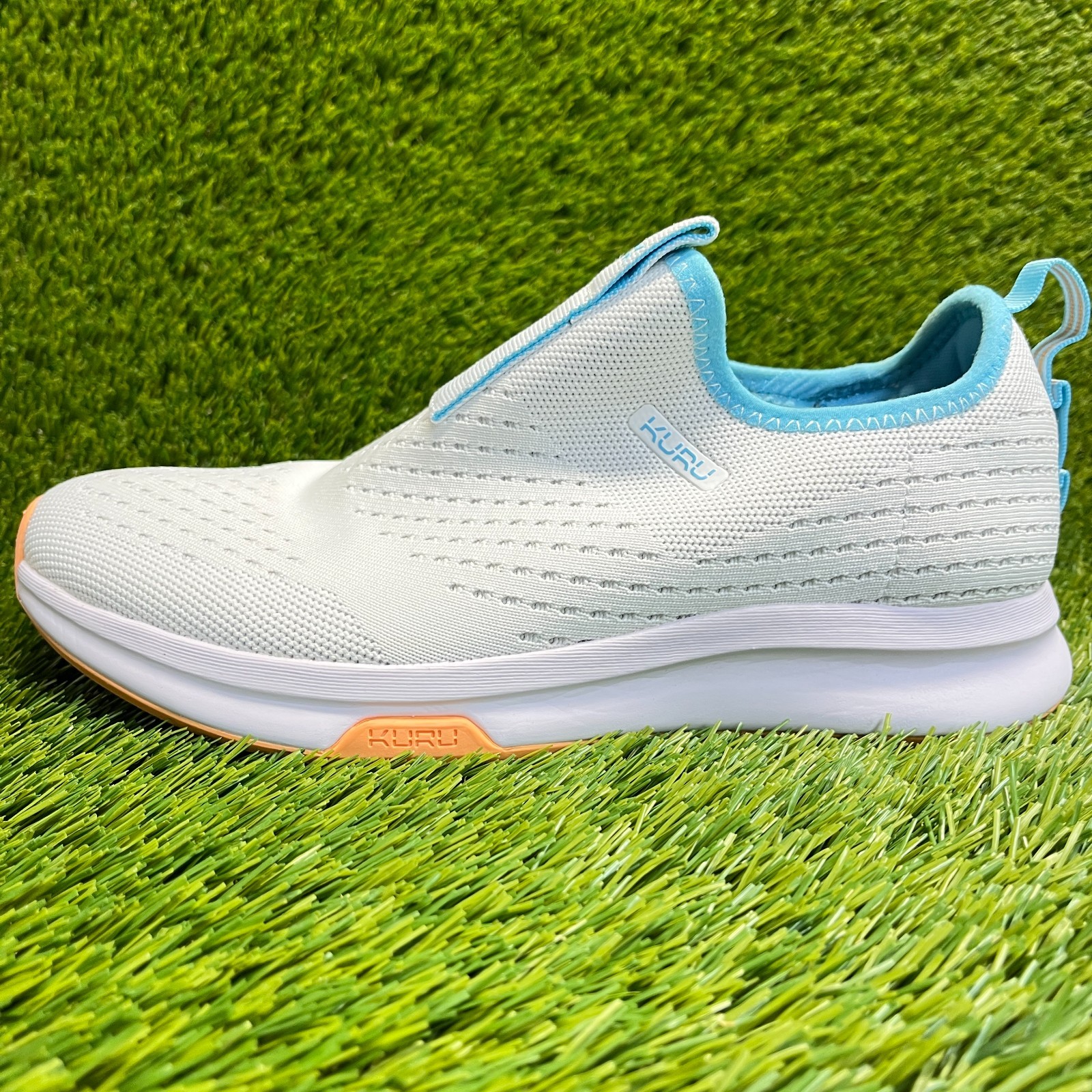 Kuru Atom Slip On Womens Size 9.5 White Blue Gum Athletic Walking Shoes Sneakers