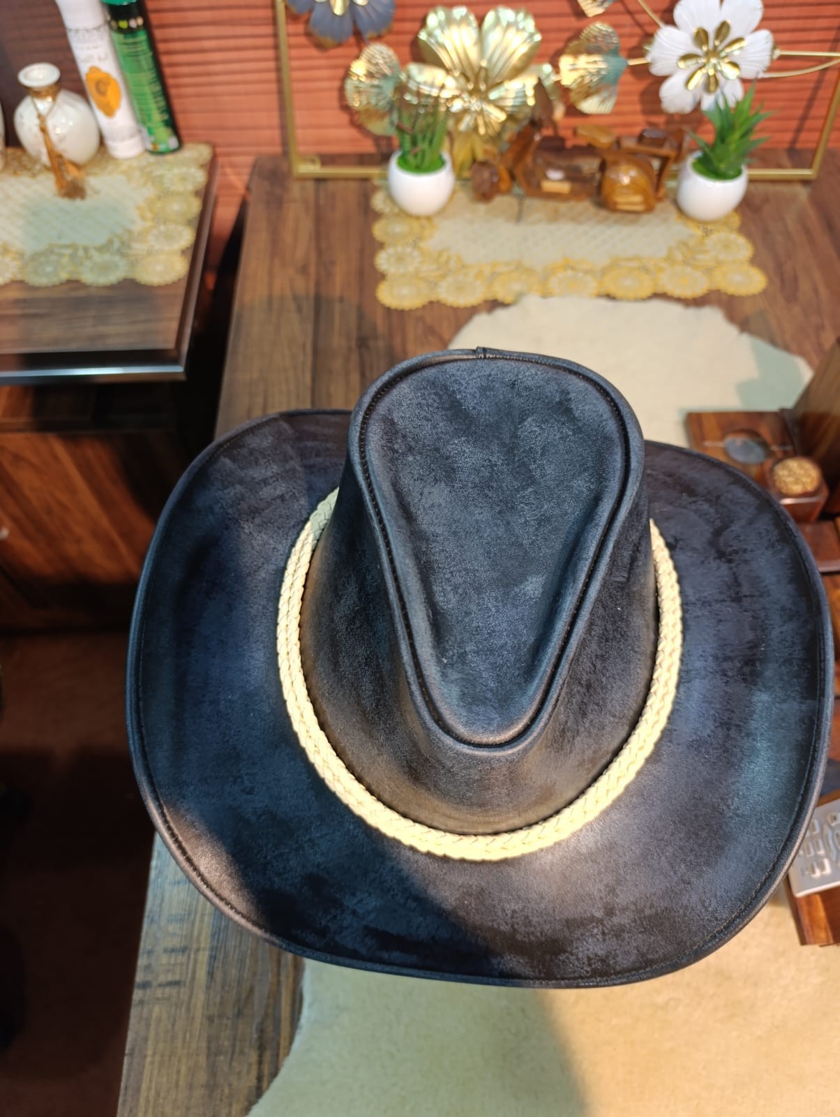 Black Western Cowboy Hat Wide Brim Braided Band Ranch Rodeo Unisex Cattleman Hat
