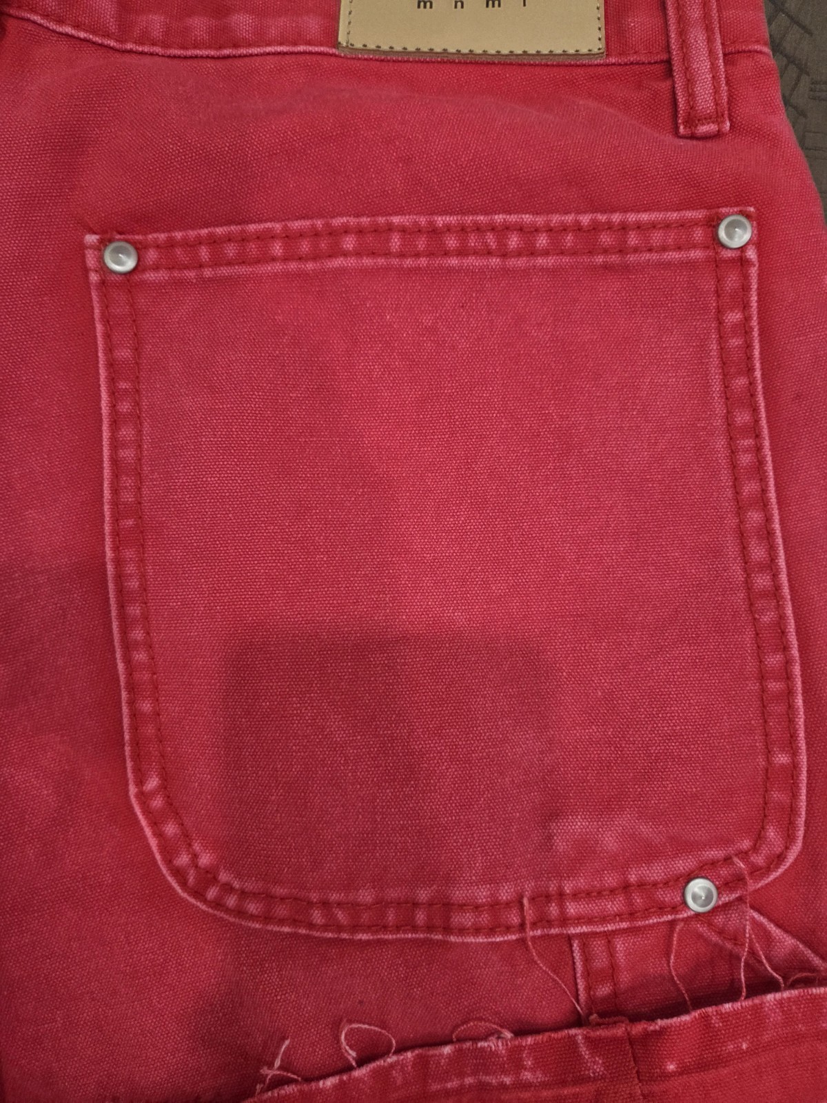MNML NEW! Bright Red Button Fly Flared Leg Carpenter Jeans Sz 32