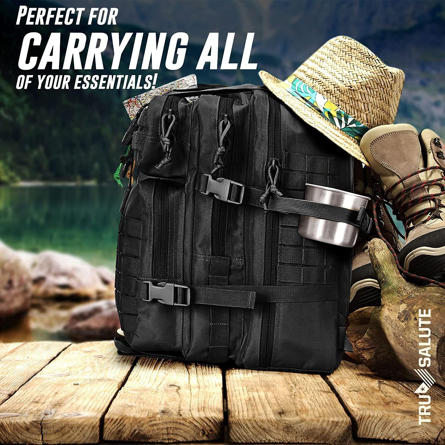 45L Large Military Tactical Backpack Army 3 Day Assault Pack Molle Bag Rucksack