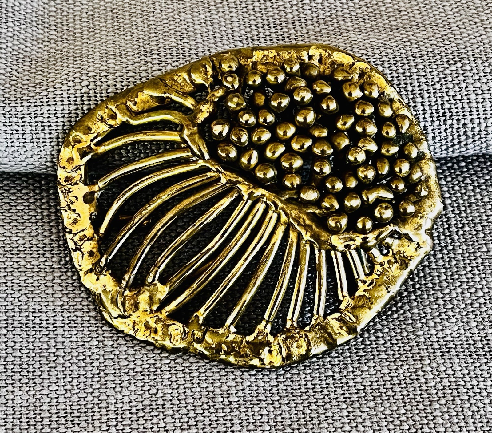 Vintage Brutalist Arts & Crafts Brass /Bronze Mid Century Belt Buckle 1970’s