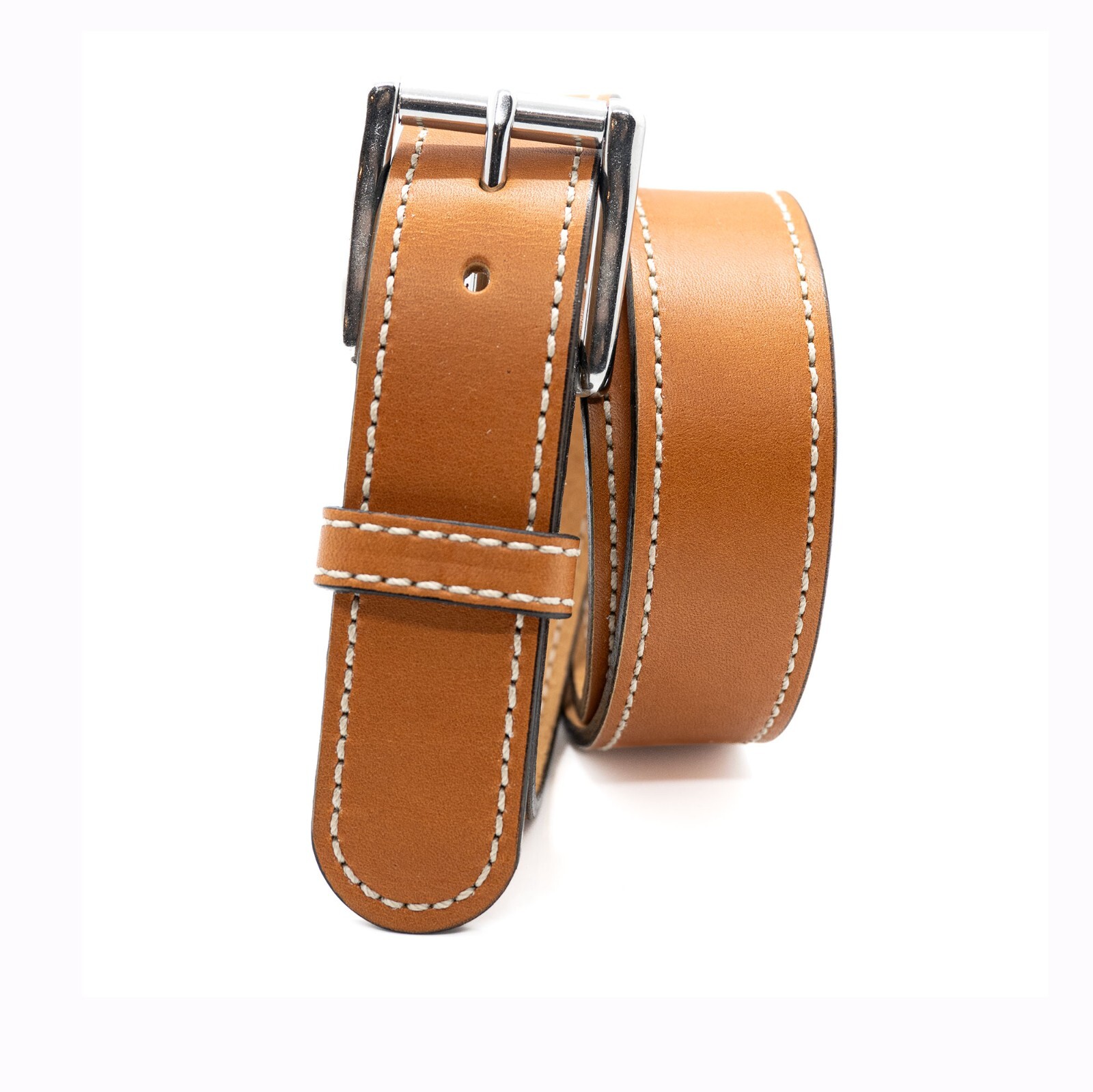 1.5″ Full Grain Stitched Tan Leather Belt, Heavy Duty , Amish Made, Made in USA