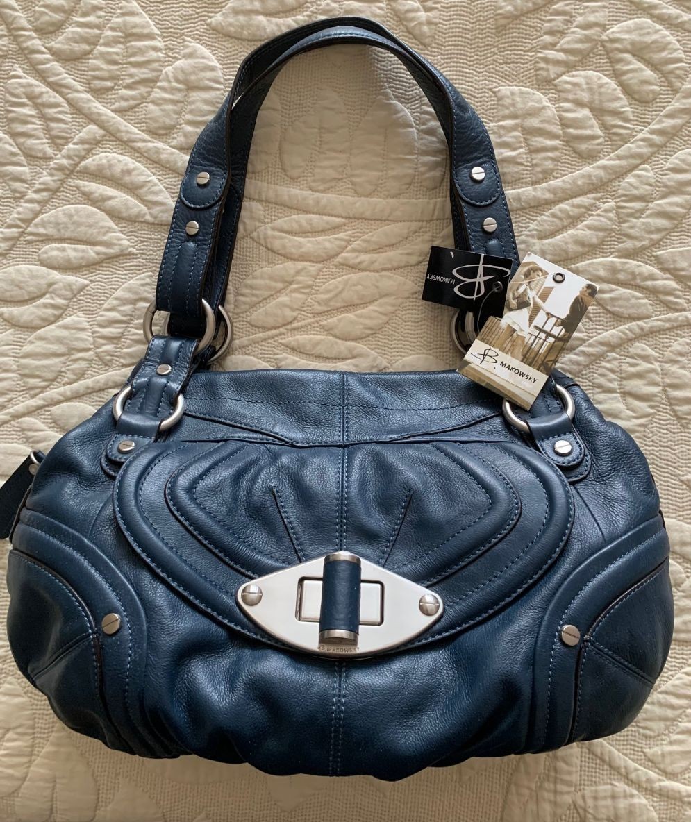 B. MAKOWSKY LEATHER SATCHEL SHOULDER HANDBAG POCKETBOOK NEW W TAGS MSRP$268.00