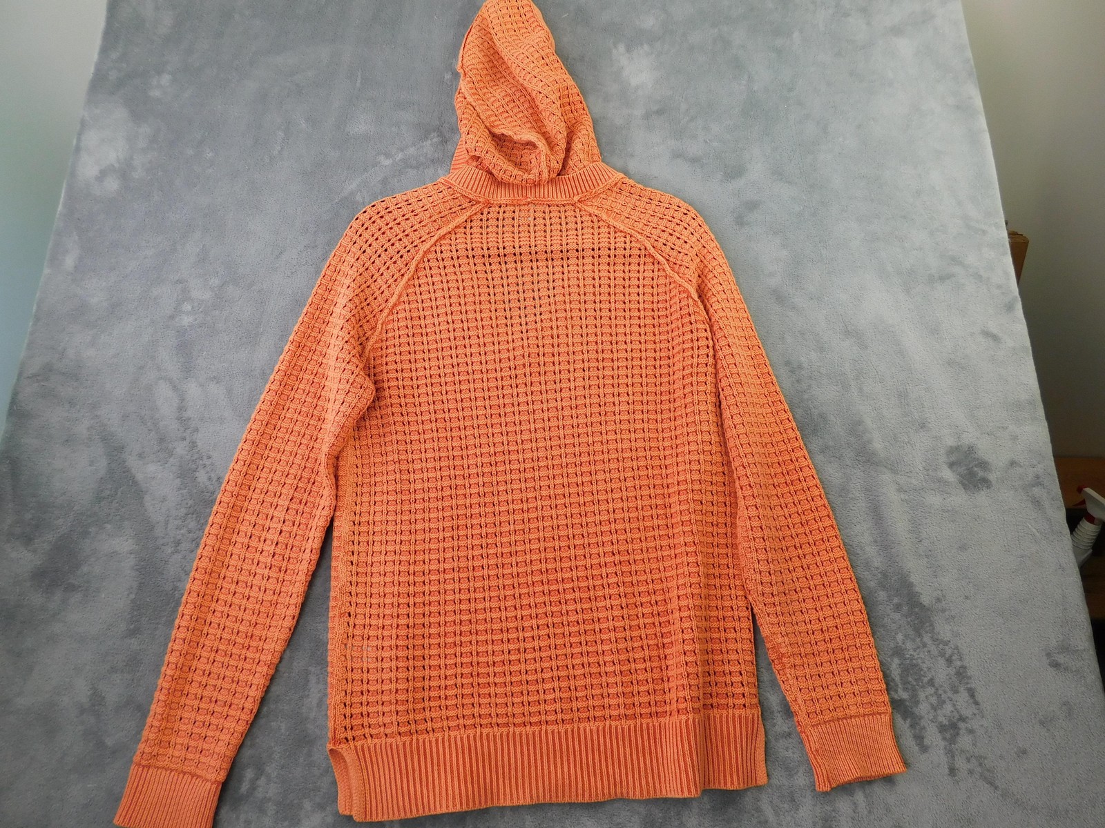 Sundance Sweater Womens Small Orange V Neck Hooded Knit Cotton Pullover Beach