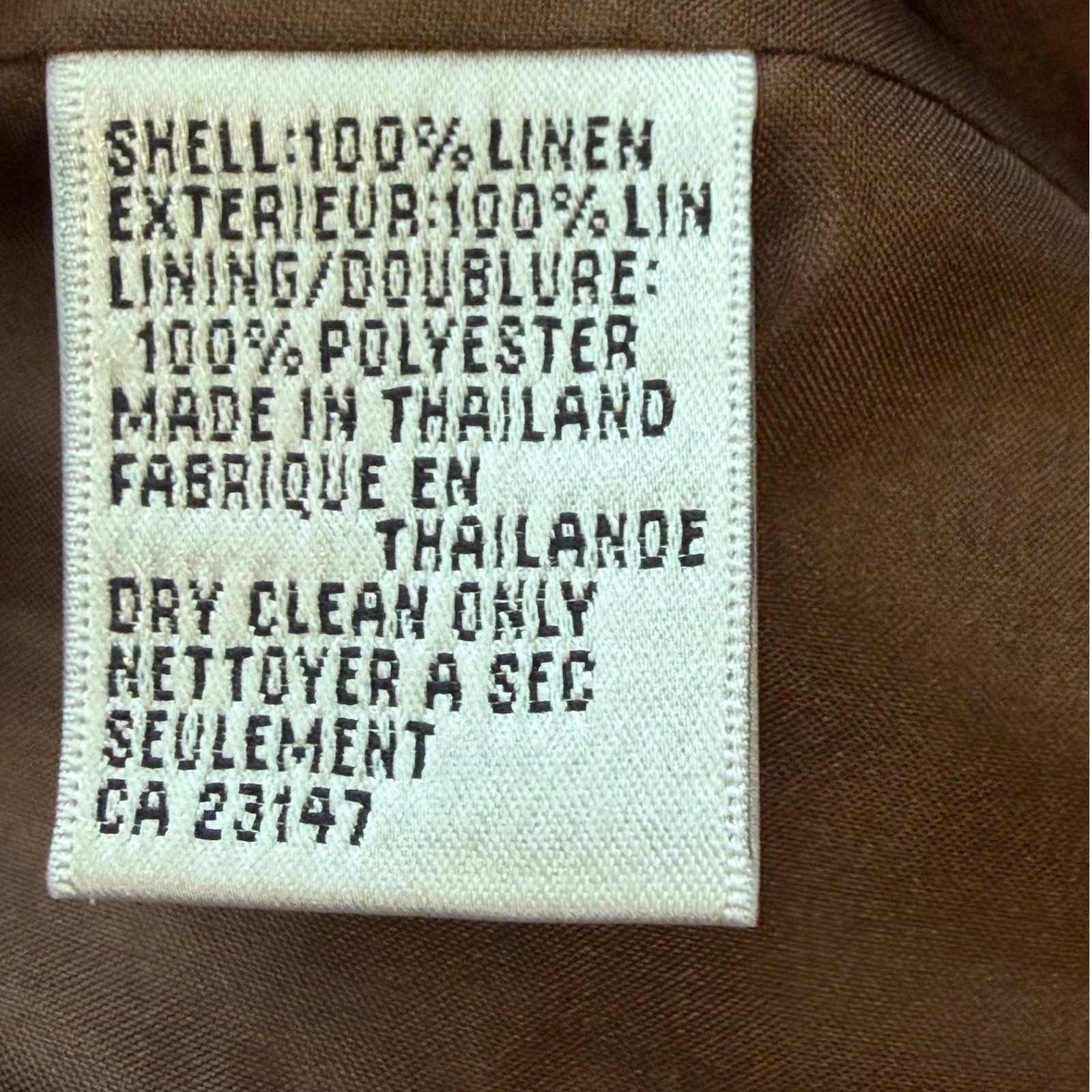 Talbots Irish Linen Safari Field Jacket Womens 16 Chocolate Brown Utilty Blazer