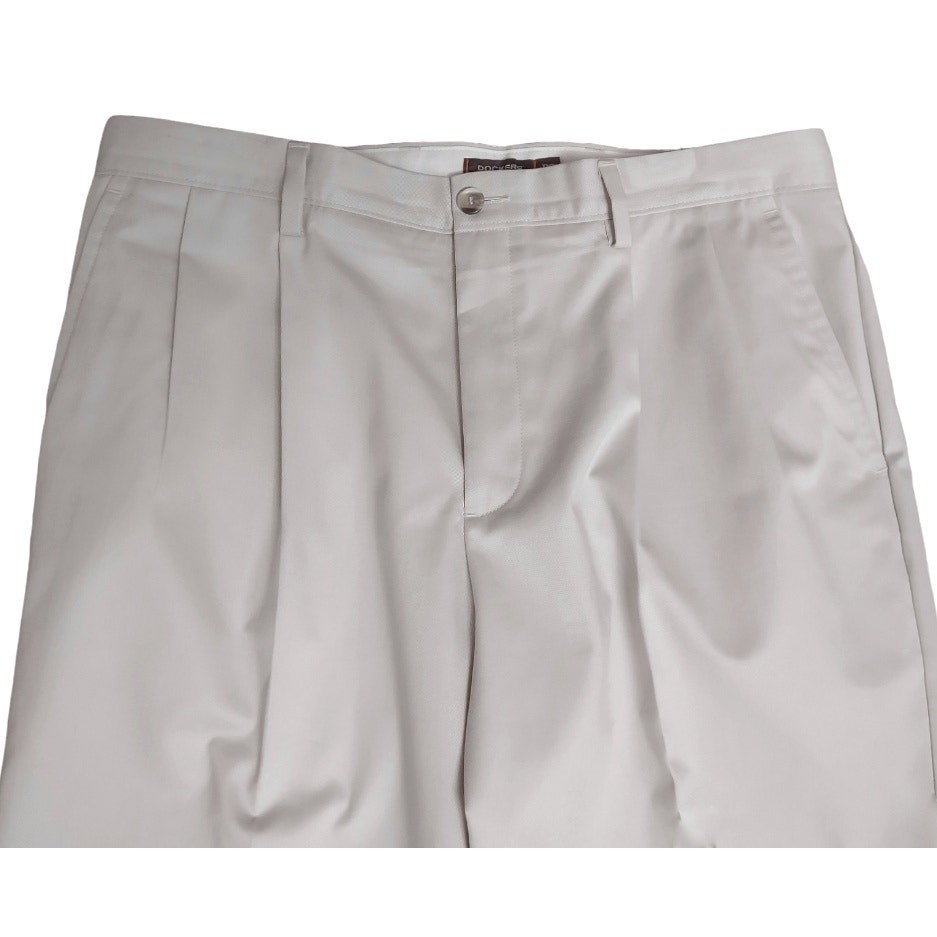 DOCKERS D3 Mens Classic Pleated Front Pants Size 36 Chinos Khaki Work Trousers