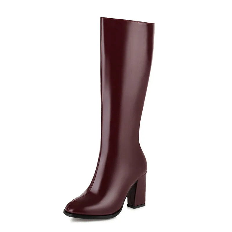 New For Girl Women’s Elegant Knee High Boots High Boots Zipper Heeled Long Shoes