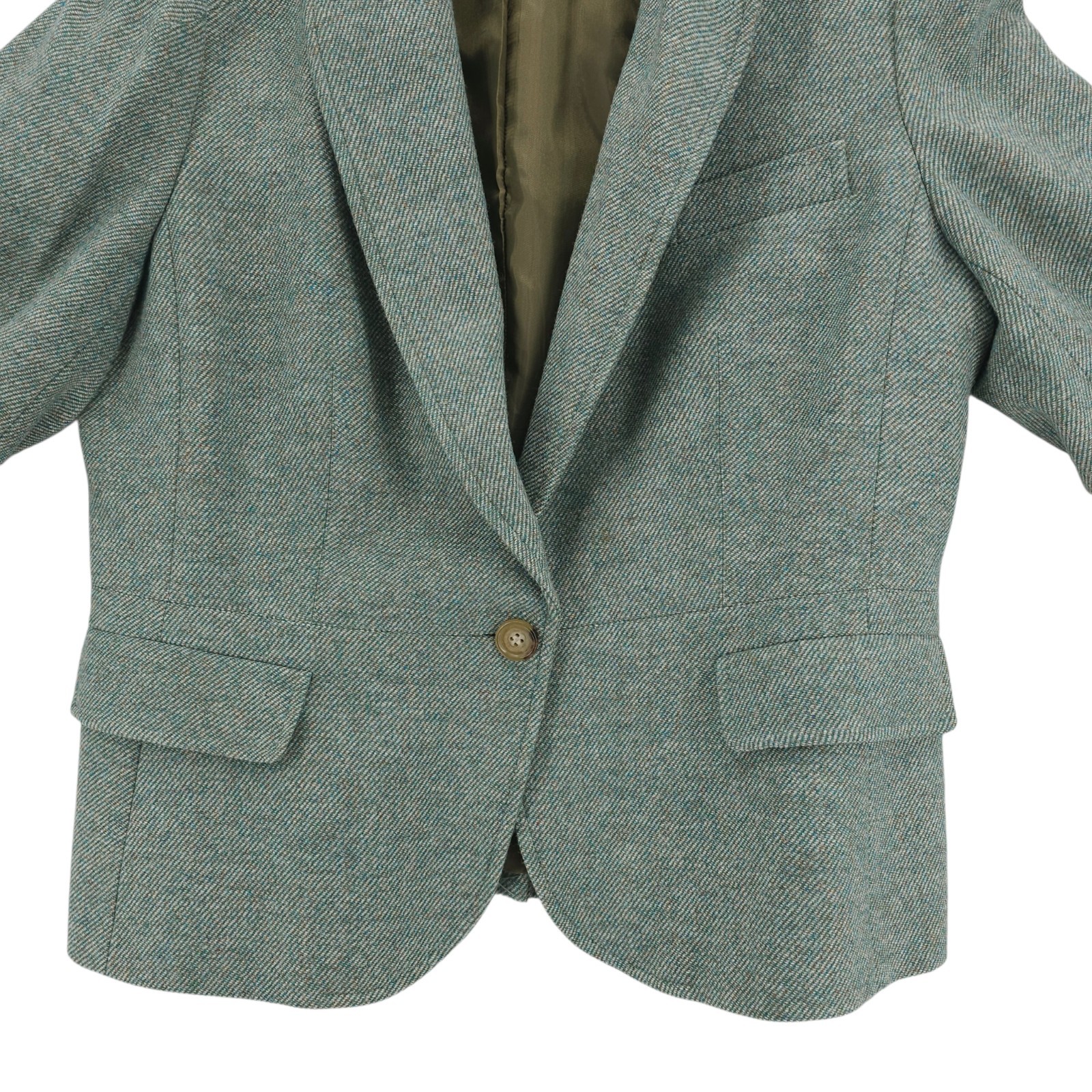 TALBOTS Green Blazer Jacket Wool Blend Lined Career Size 16