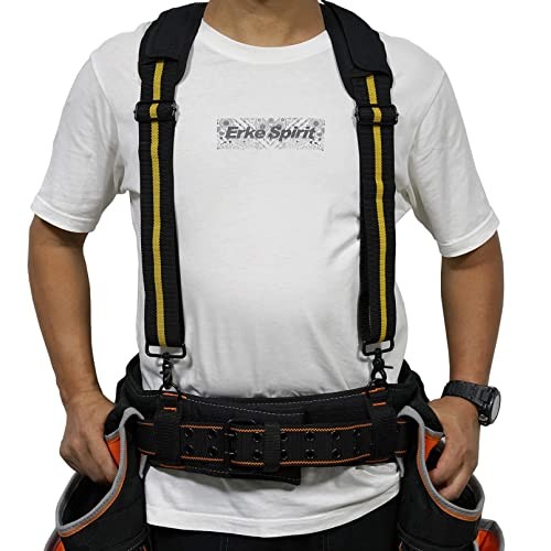 Tool Belt Suspenders for Men Work Belt 4 point support with Yellow Strip