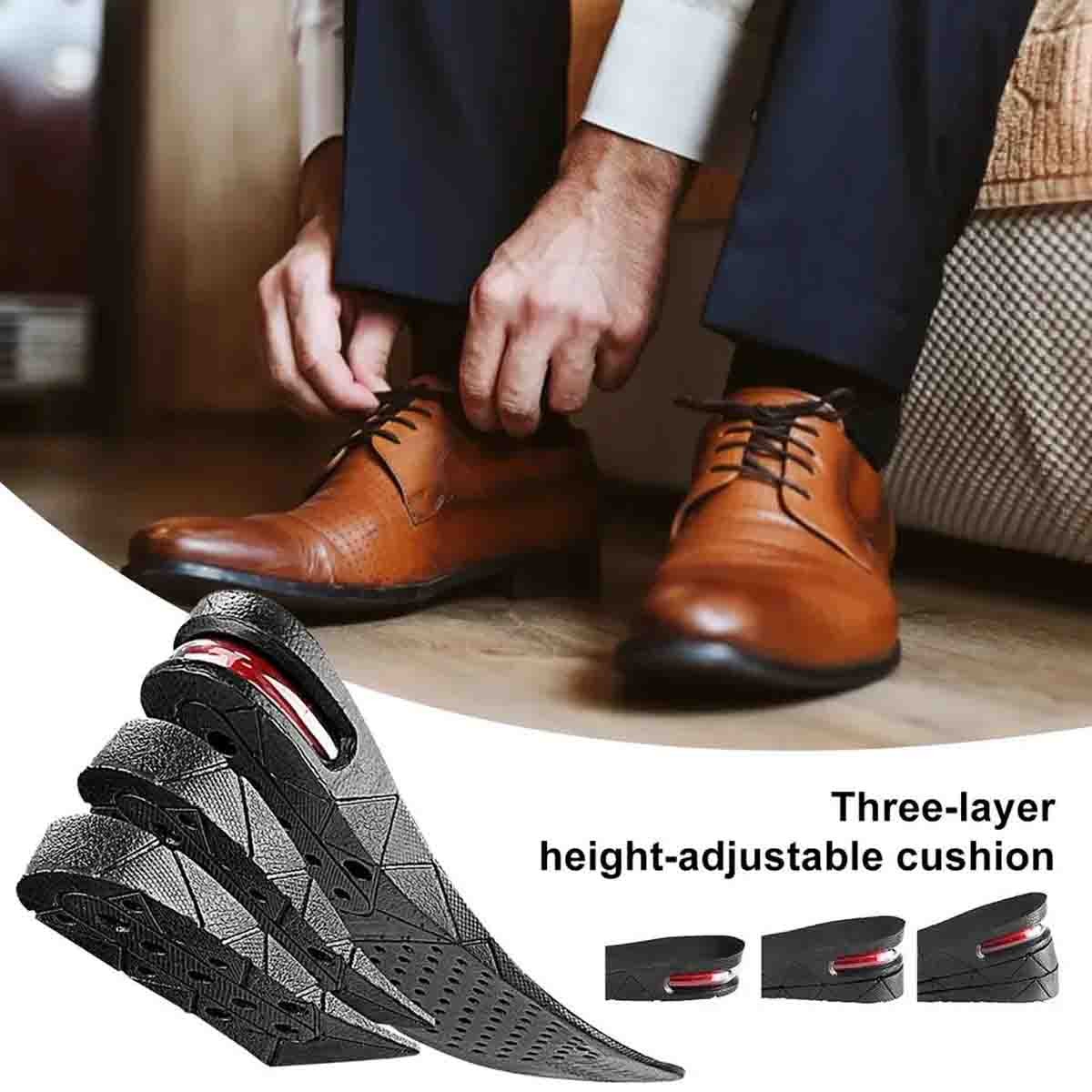 3 Layer 7cm Height Increase Insoles Invisible Elevator Pads Arch Support Unisex