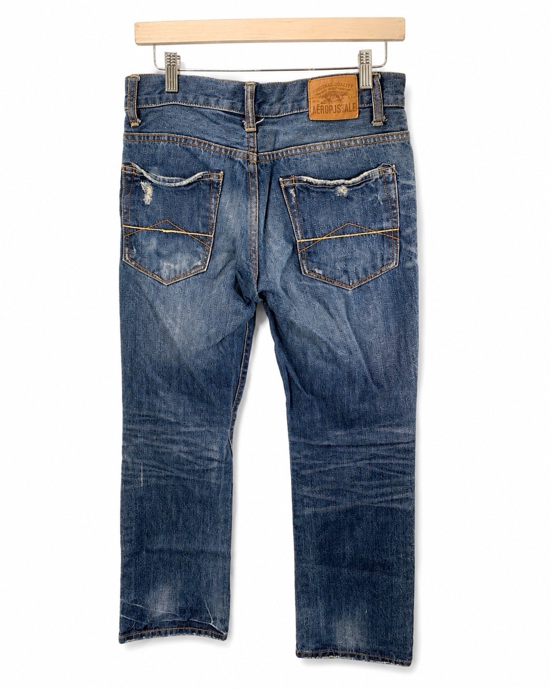 Aeropostale Driggs Mens 28×30 Slim Bootcut Distressed Stretch Jeans