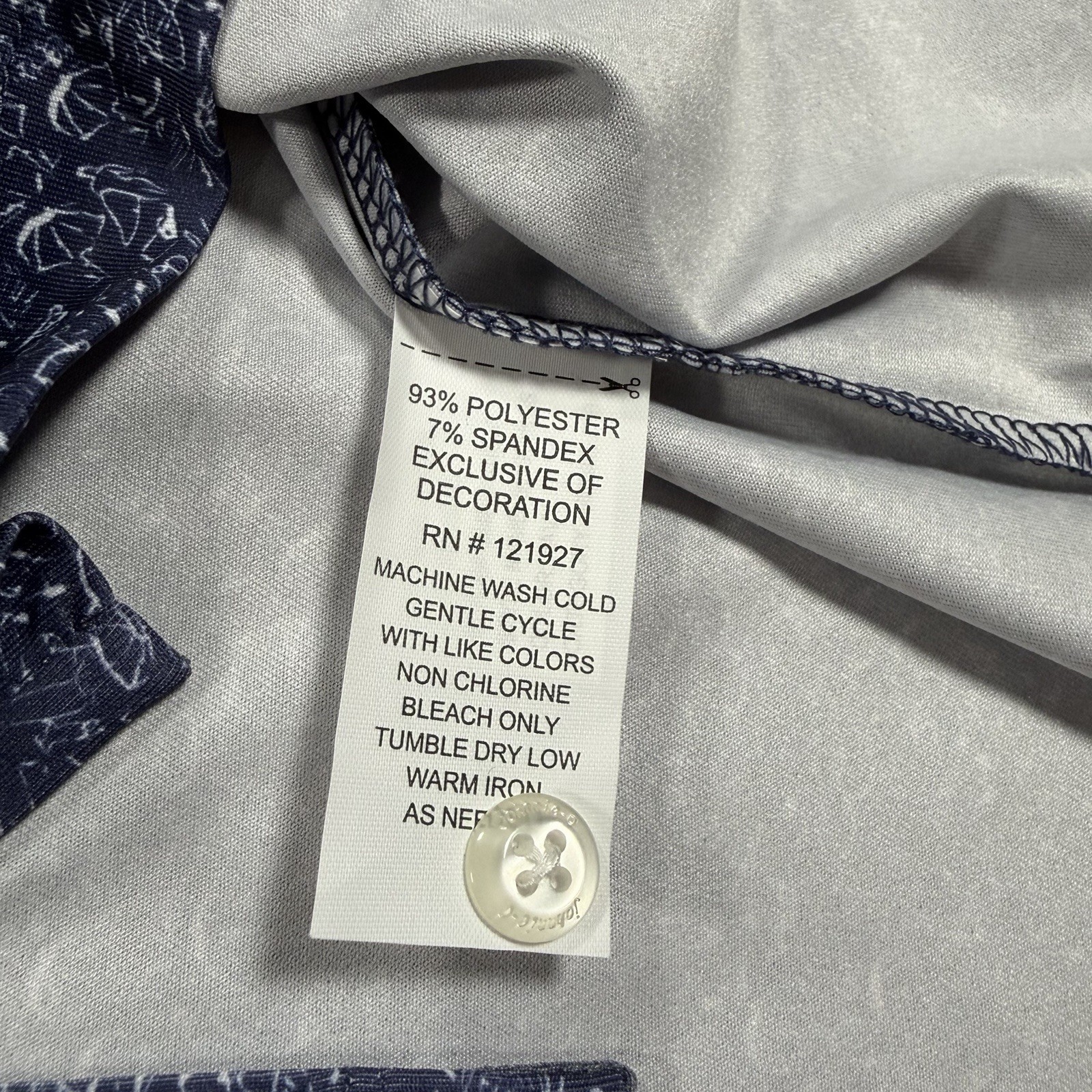NWT Johnnie-O Performance Polo Mens L Blue Graphic Golf Shirt Stretch Tech