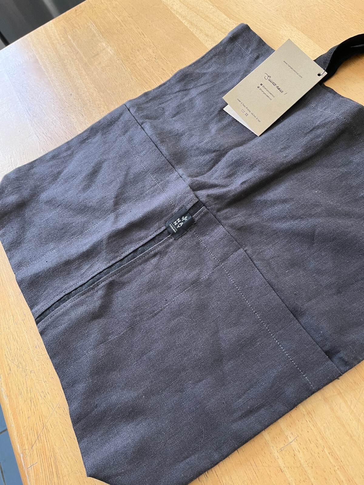 Petite-Mains Black LINEN Tote Shopper Bag – NANY Eco & Moi – 15″ x 16″