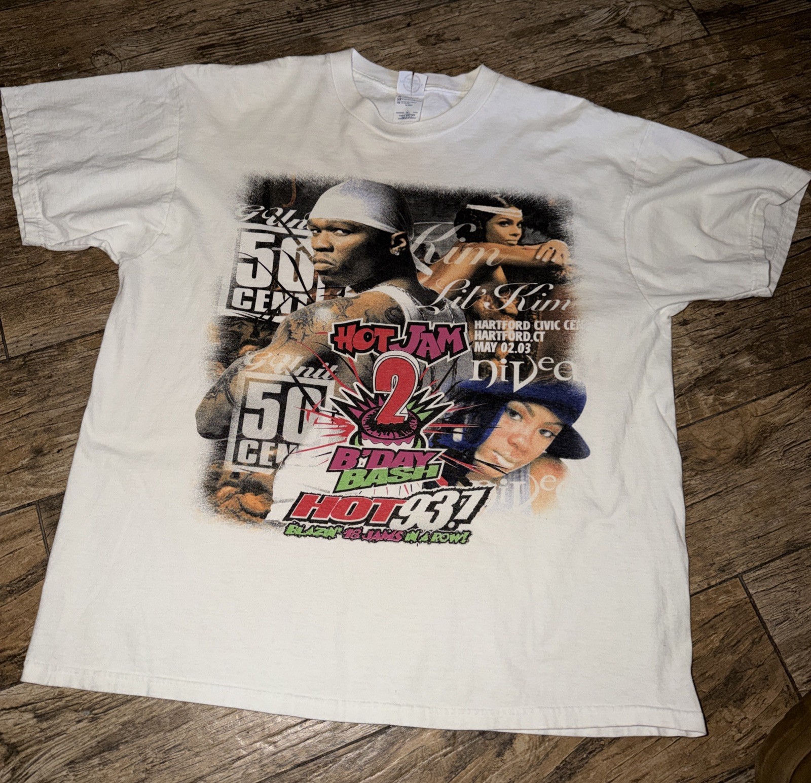 Hot Jam 2 Hot 93.7 2003 Concert Shirt 50 Cent Lil Kim Double Sided Rap Tee XL