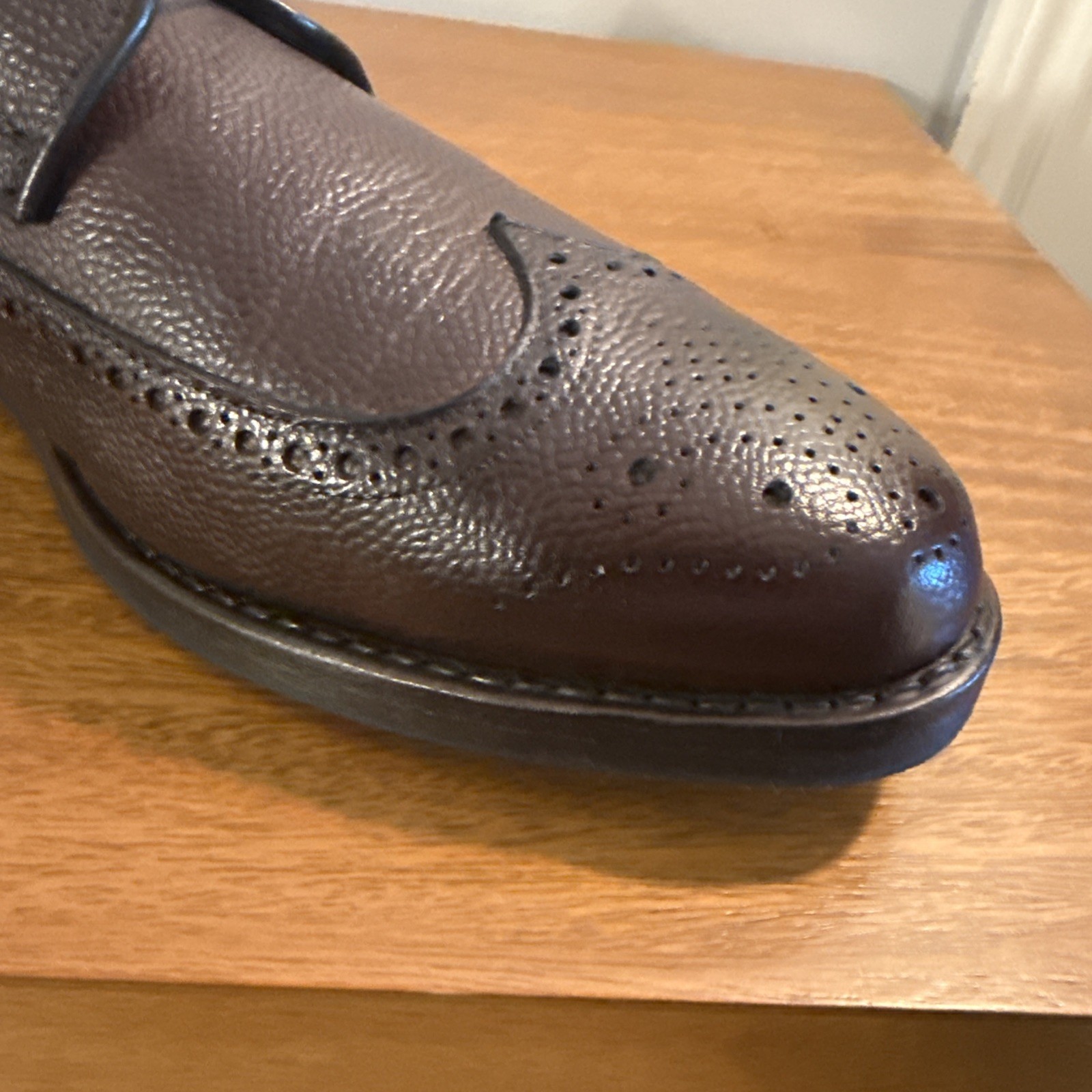Allen Edmonds Player’s 2.0 Pebbled Brown Wingtip Dress Derby Men’s 12D Dainite