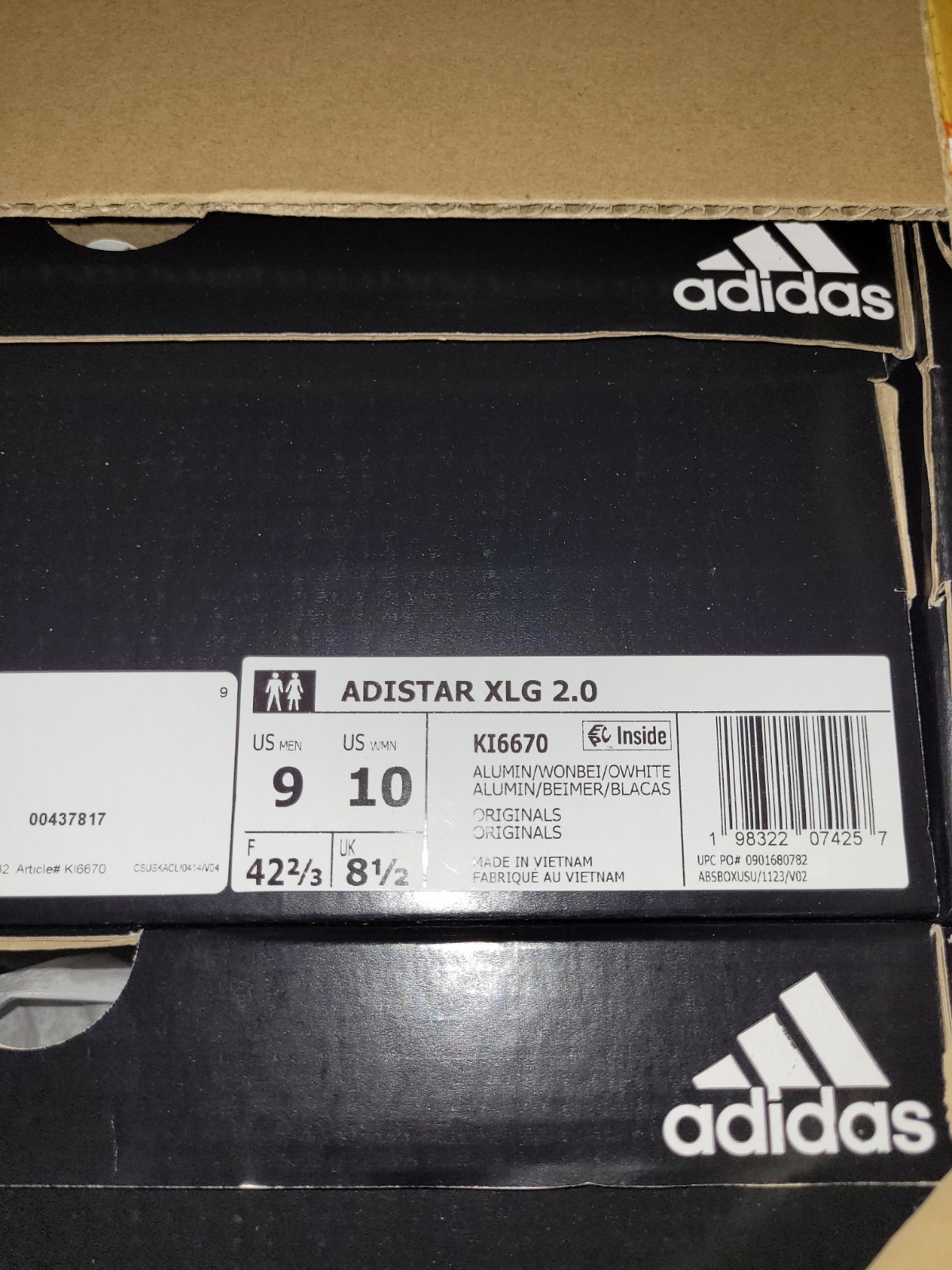 Adidas adistar XLG 2.0 Kl6670 Mens Sz 9 Aluminium/Wonder Beige/Off White🔥