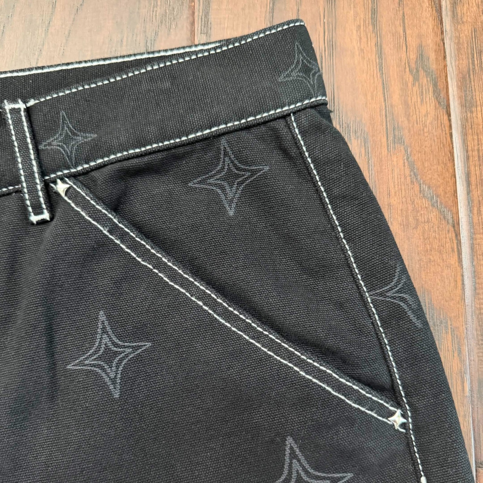 Size 34 – 1/1 SAMPLE Common Studios Contrast Stitching Star Pants *READ DESC*