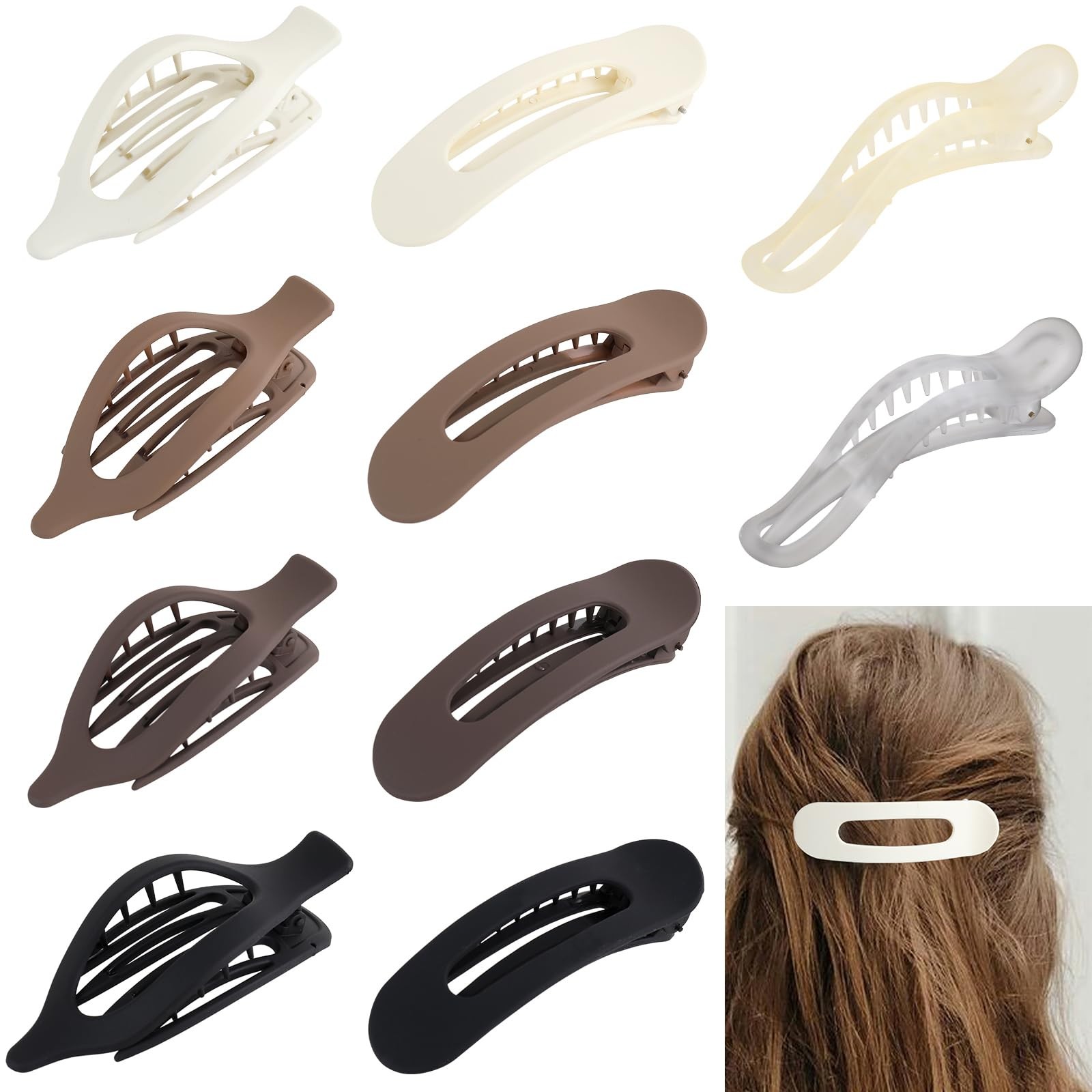 10 Pack French Flat 1 Count (Pack of 10), Cream, Brown, Dark Brown and Black