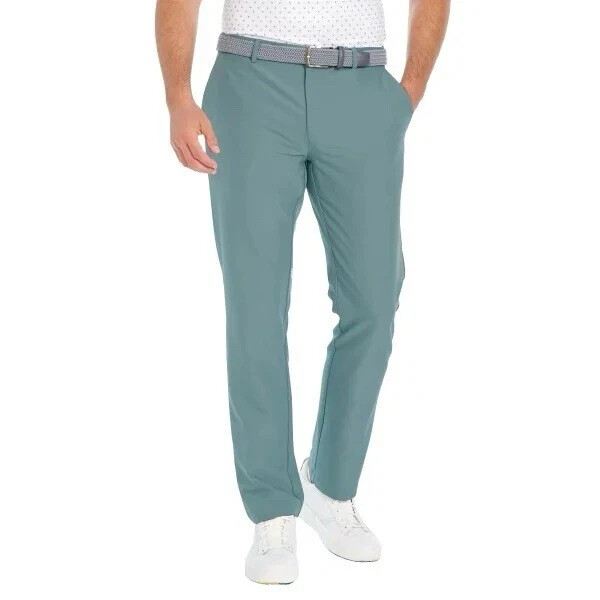 Greg Norman Men’s Performance Flex Waistband Snap Button Pants, Green, 32X34
