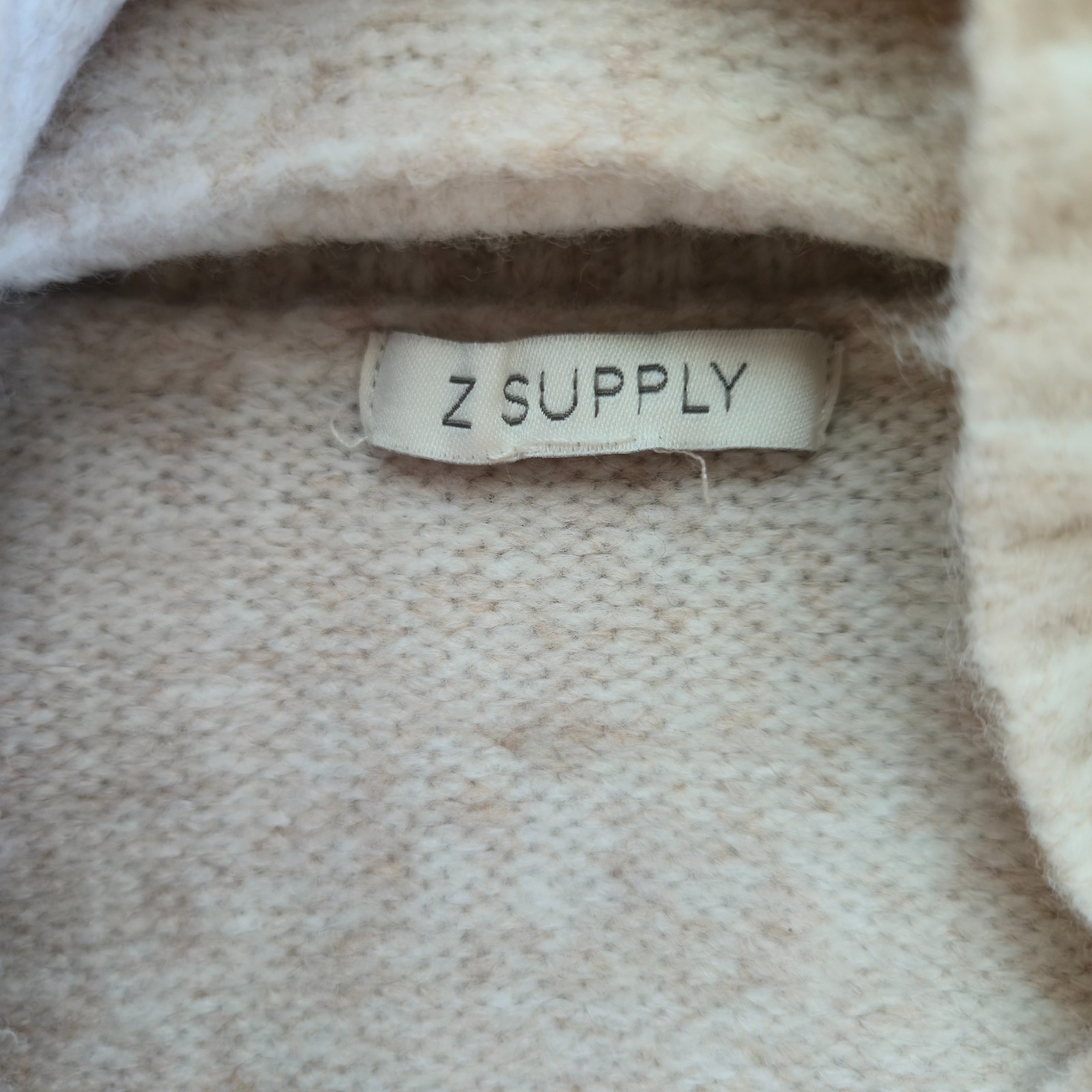 Z Supply Cropped Sweater Womens Beige Nylon Winter Wear Turtleneck Ribbed Trim