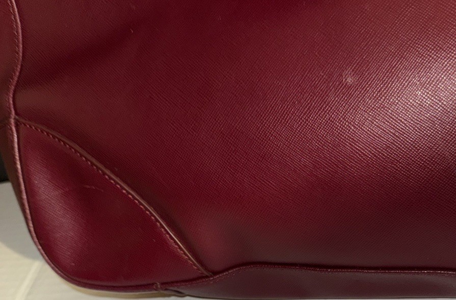 Tory Burch Burgundy Tote Robinson With Mirror