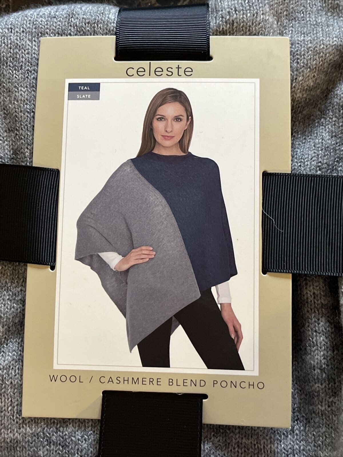 Celeste Poncho Sweater – Fabric Wool Cashmere – Gray New With Tags