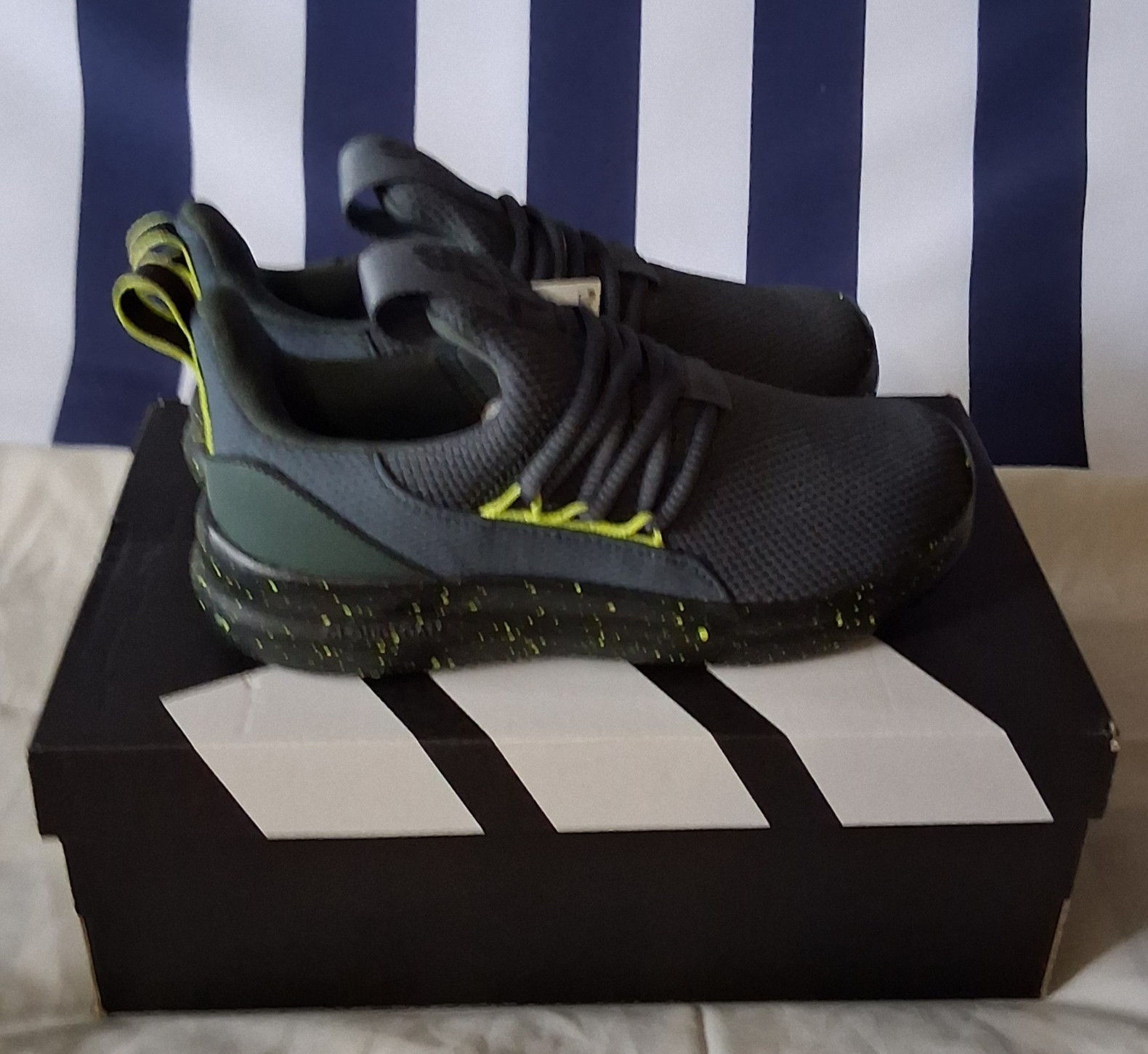 adidas Lite Racer Adapt 7.0 Unisex Kids Slip-On Mesh Sneakers Gray/Black/Green 1