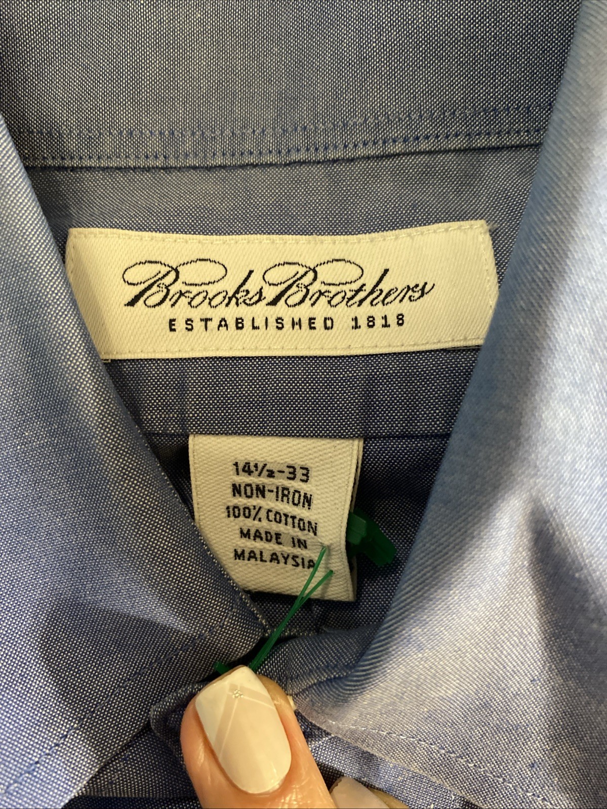 Brooks Brothers Mens Blue Long Sleeve Button Up Shirt Size 14.5 14 1/2 -33